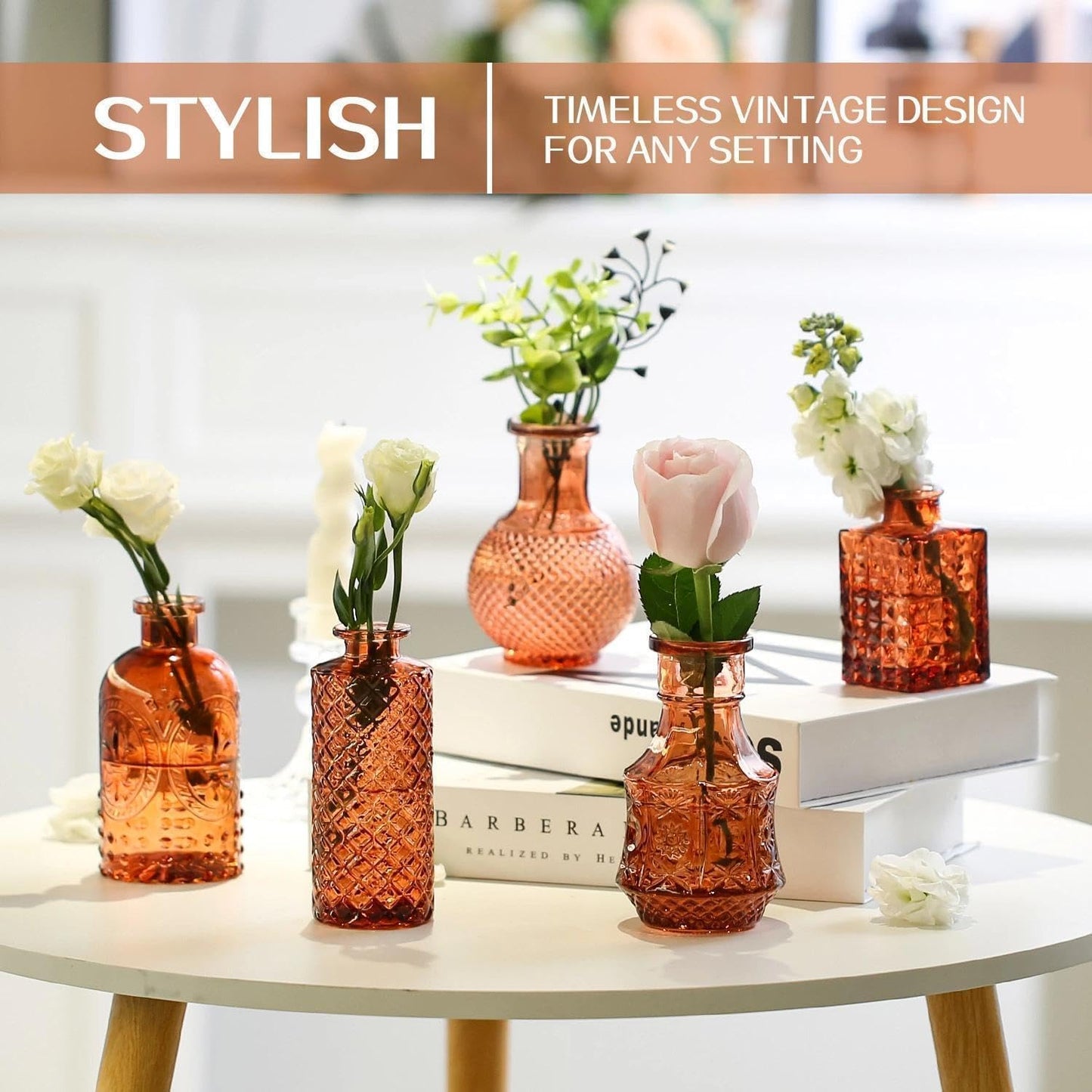 Flowers / Mini Bud Vases Centerpieces / Amber / Set of 12