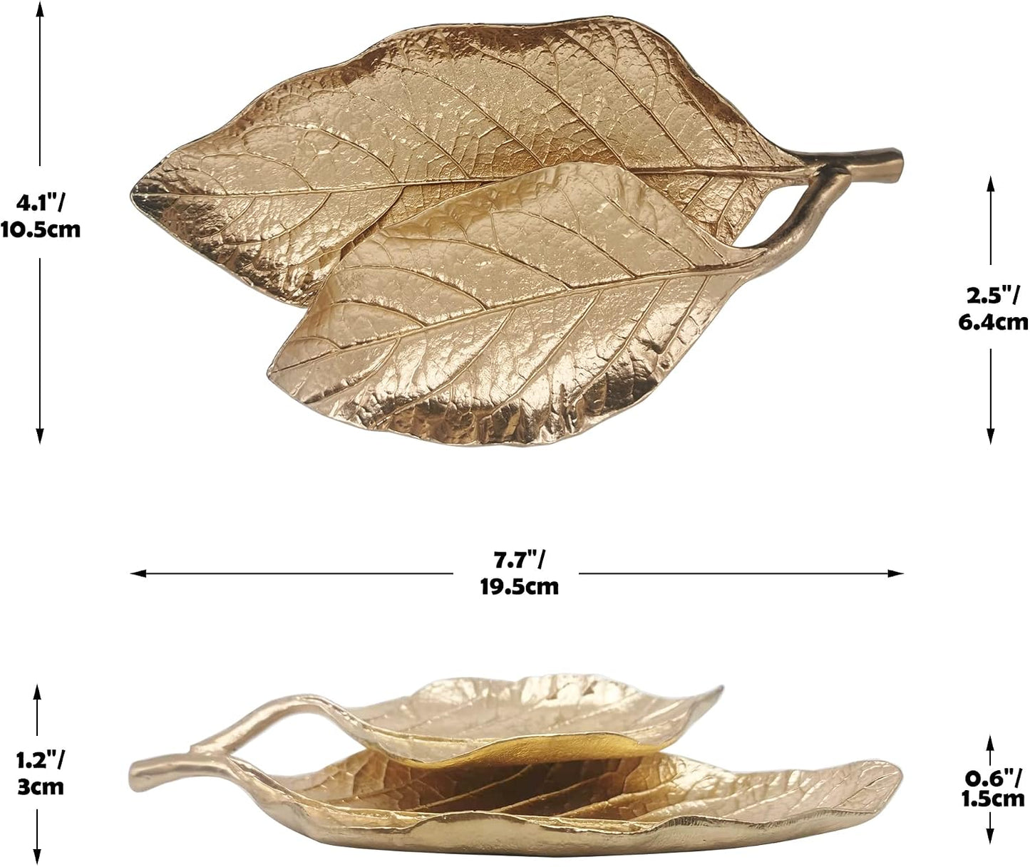 Metal Trinket Dish Leaf Shaped Ring Holder Jewelry Organizer Vanity Dish Tray / Double Mango Leaves