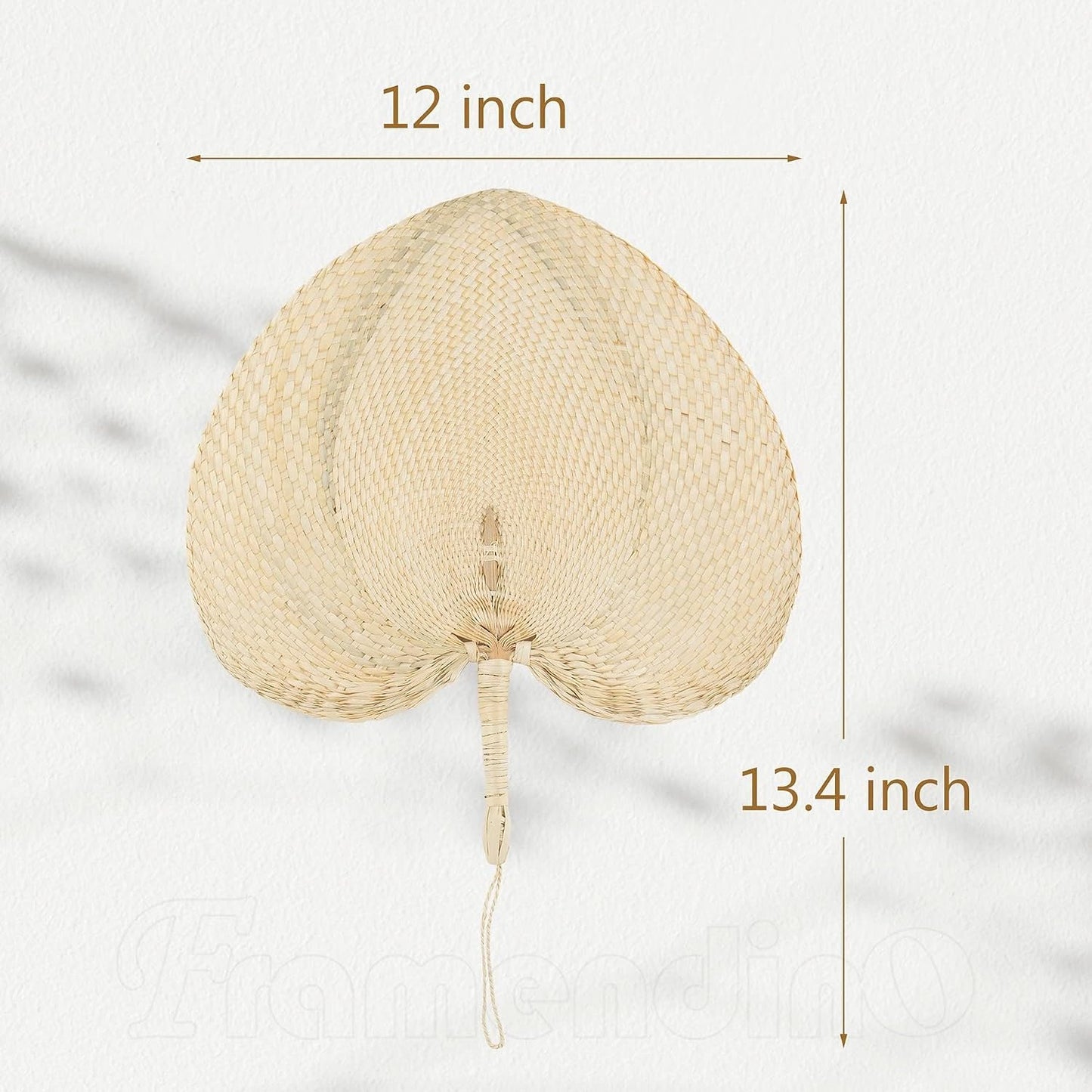 Handmade Bamboo Raffia Fans Hand Rattan Fan Woven Plam Leaf / Natural / Set of 2