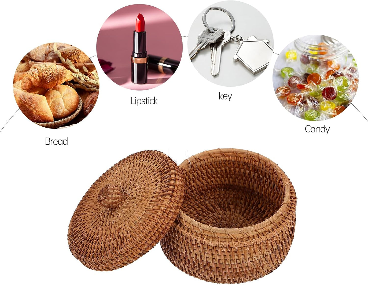 Small Round Wicker Basket for Desktop Organization
