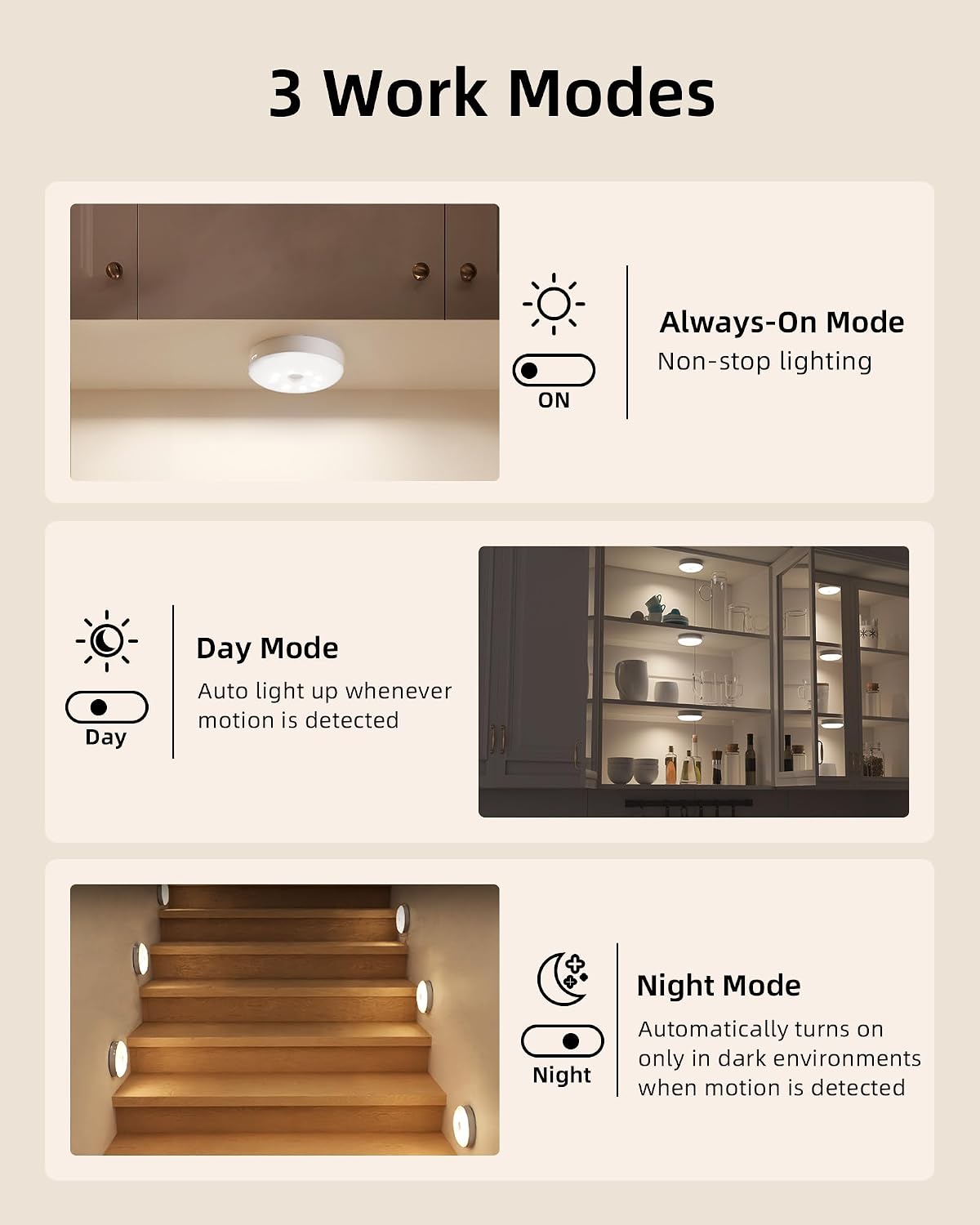 EZVALO RGB Puck Lights with Charging Station, Motion Sensor Cabinet Lights | 6-Pack with Remote, Rechargeable