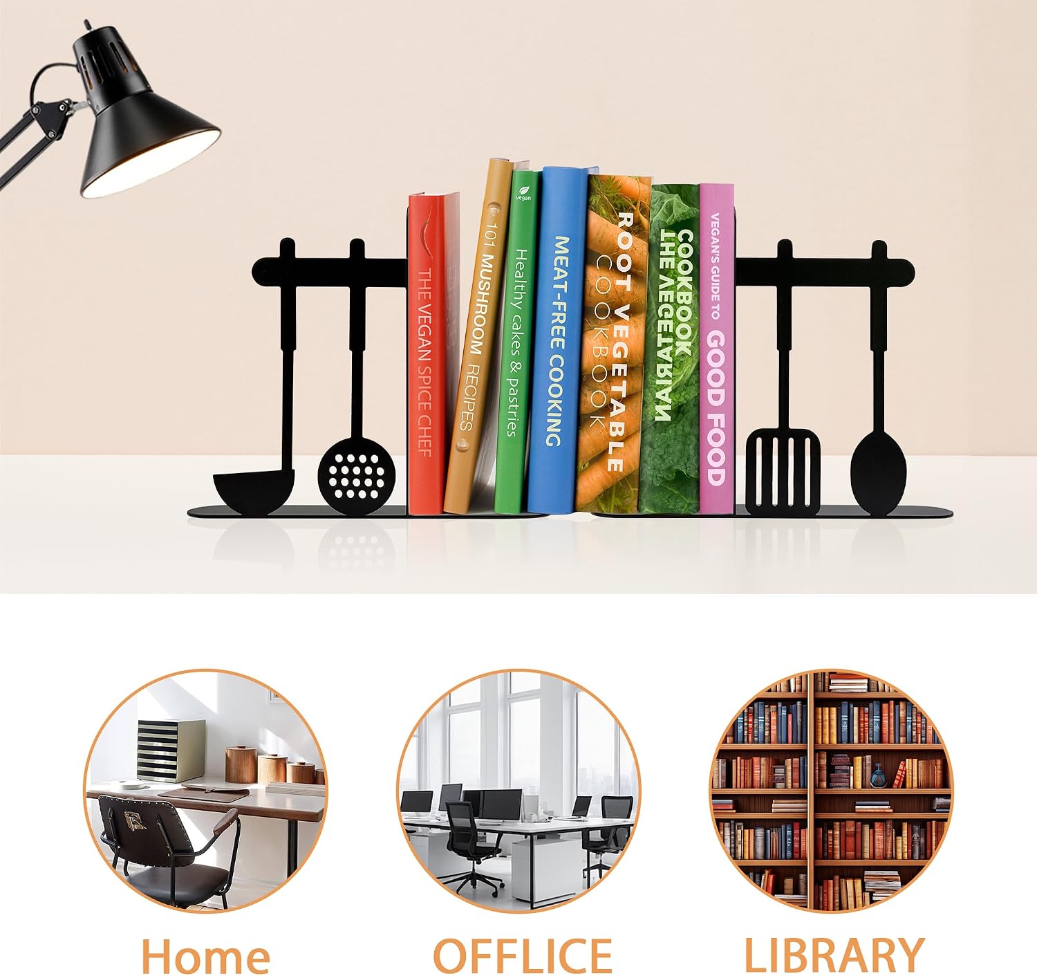 Unique Metal Cookbook Bookends / A