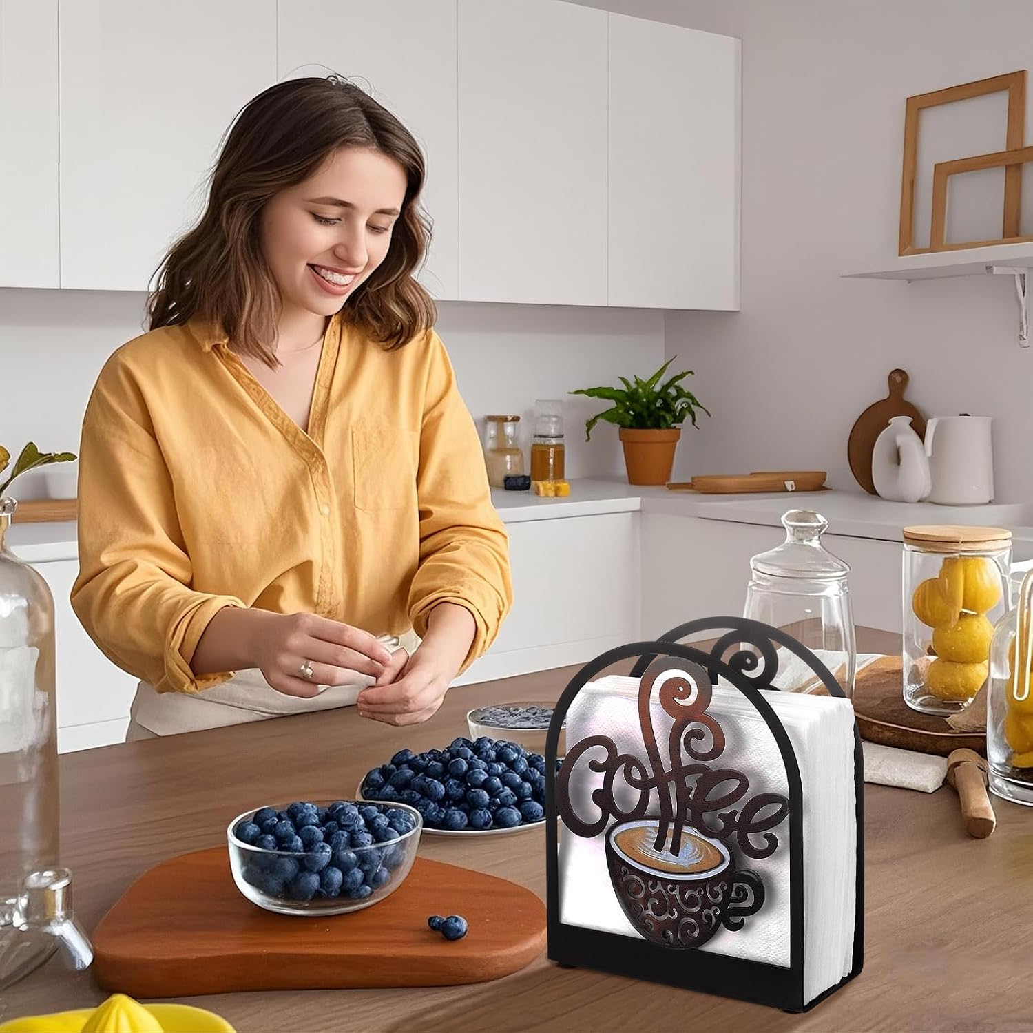 Coffee Metal Napkin Holder Kitchen Decorative Paper Towel Stand Small Napkins Holder for Coffee Bar