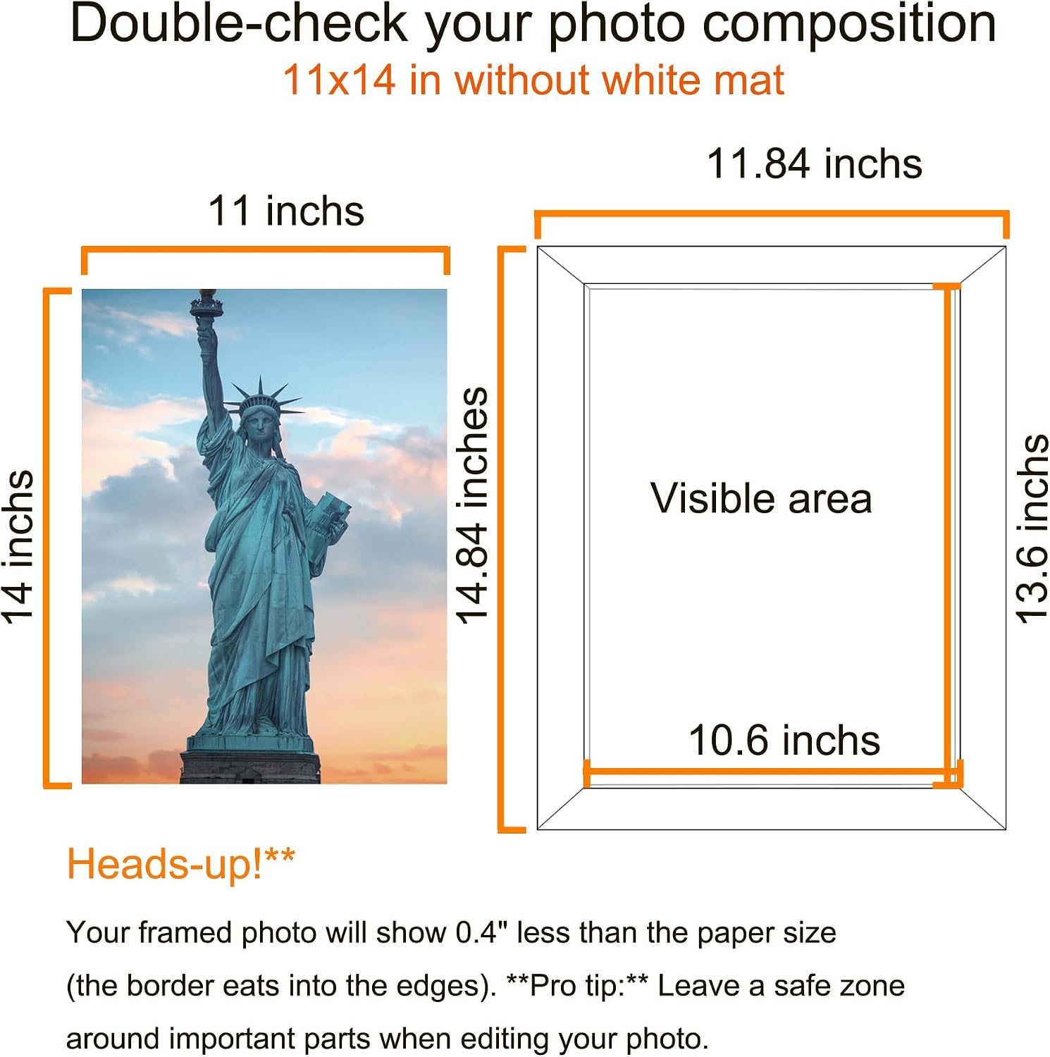 SESEAT 11x14 Picture Frames White Display Pictures 8x10 With mat or 11x14 Prints Without Mat, Wall Mounting, 6PCS