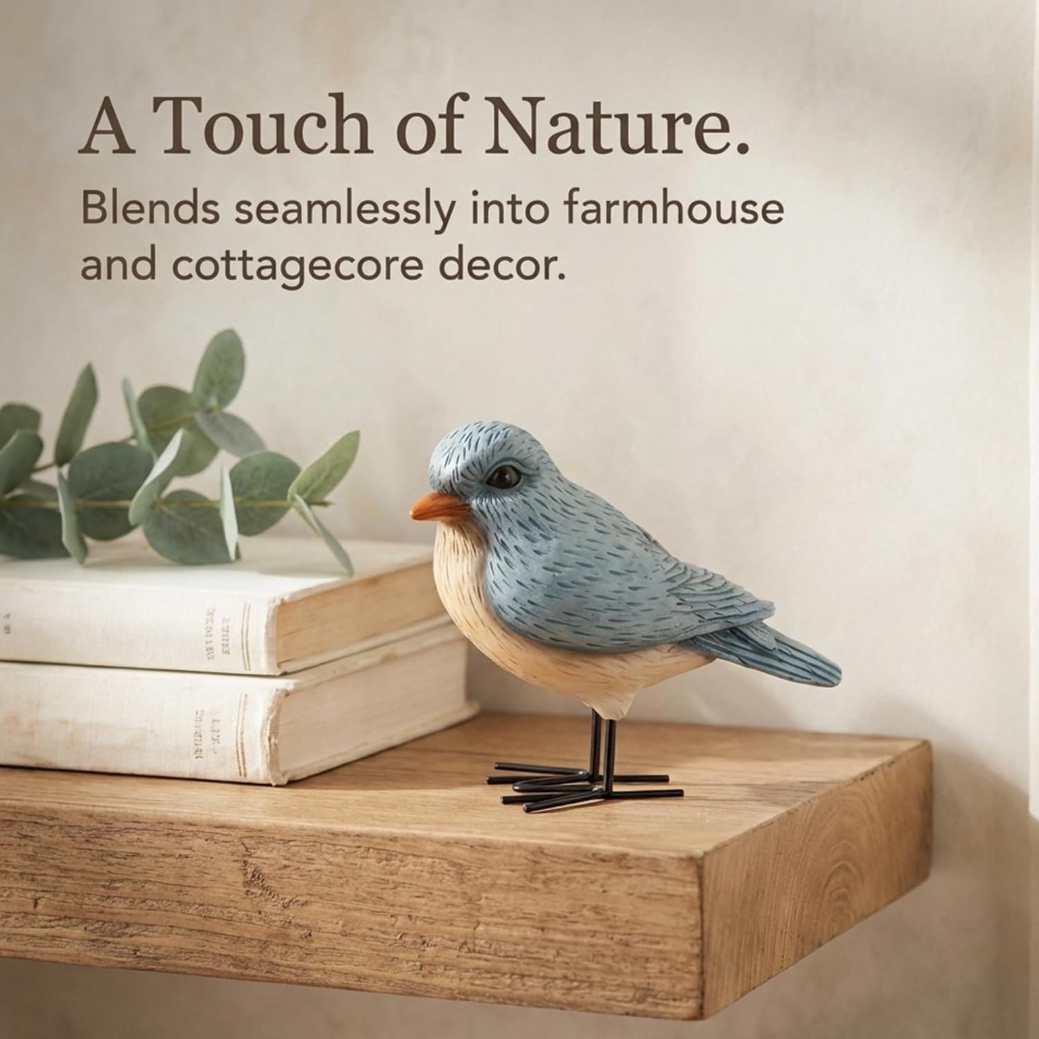 Rustic Bird Figurine / Blue