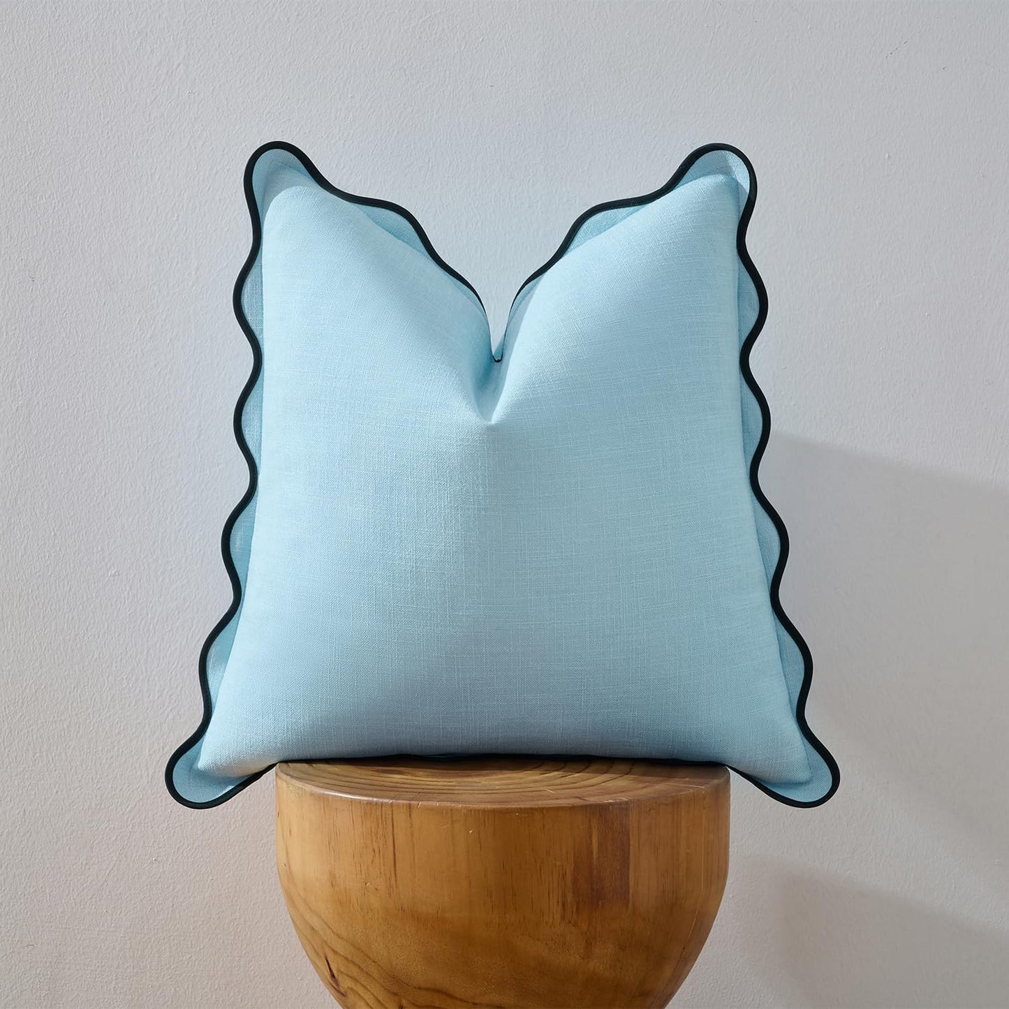 Scalloped Throw Pillow Covers / Blue & Teal / 18 x 18 / Set of 2
