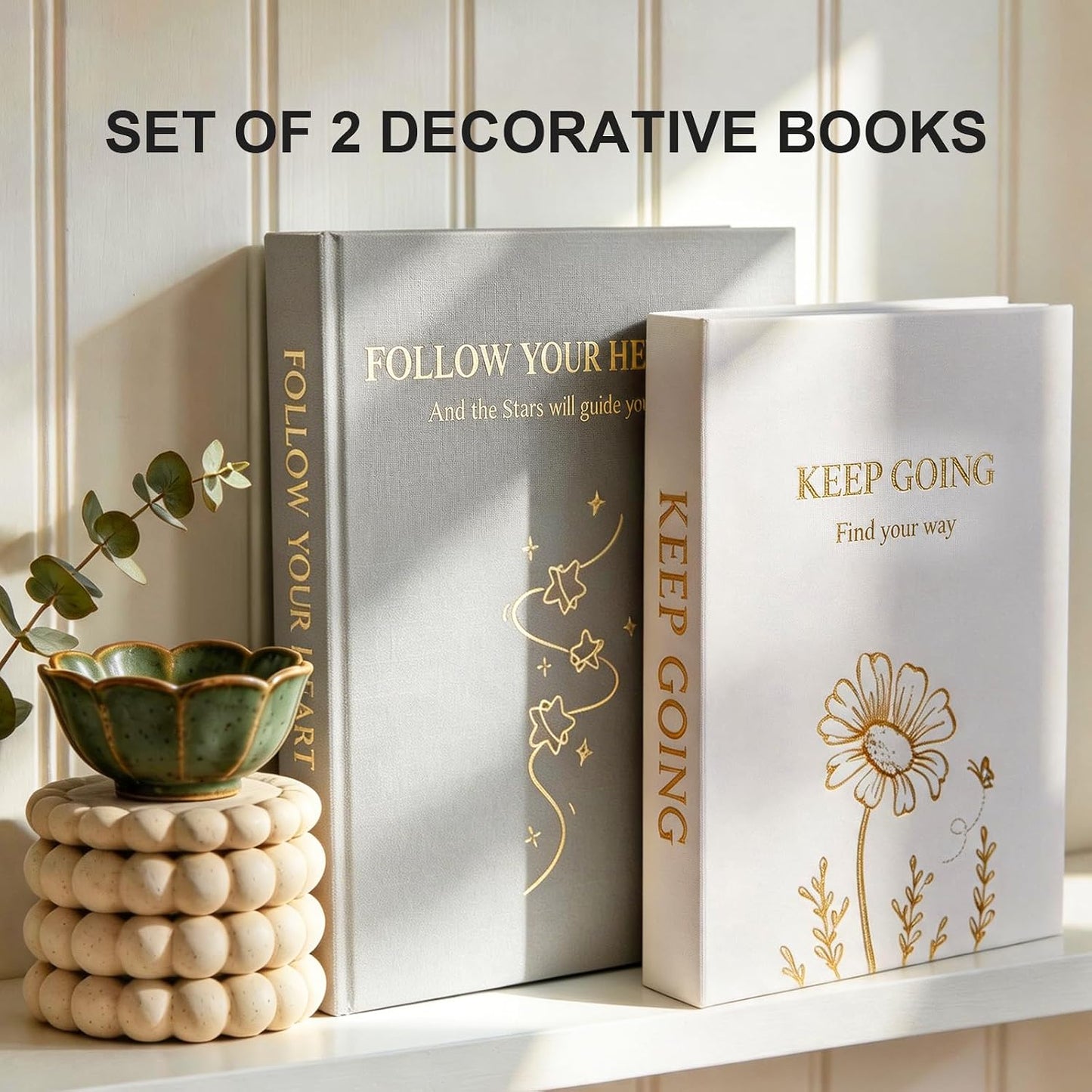 2 Linen Coffee Table Books / Gray-off-white