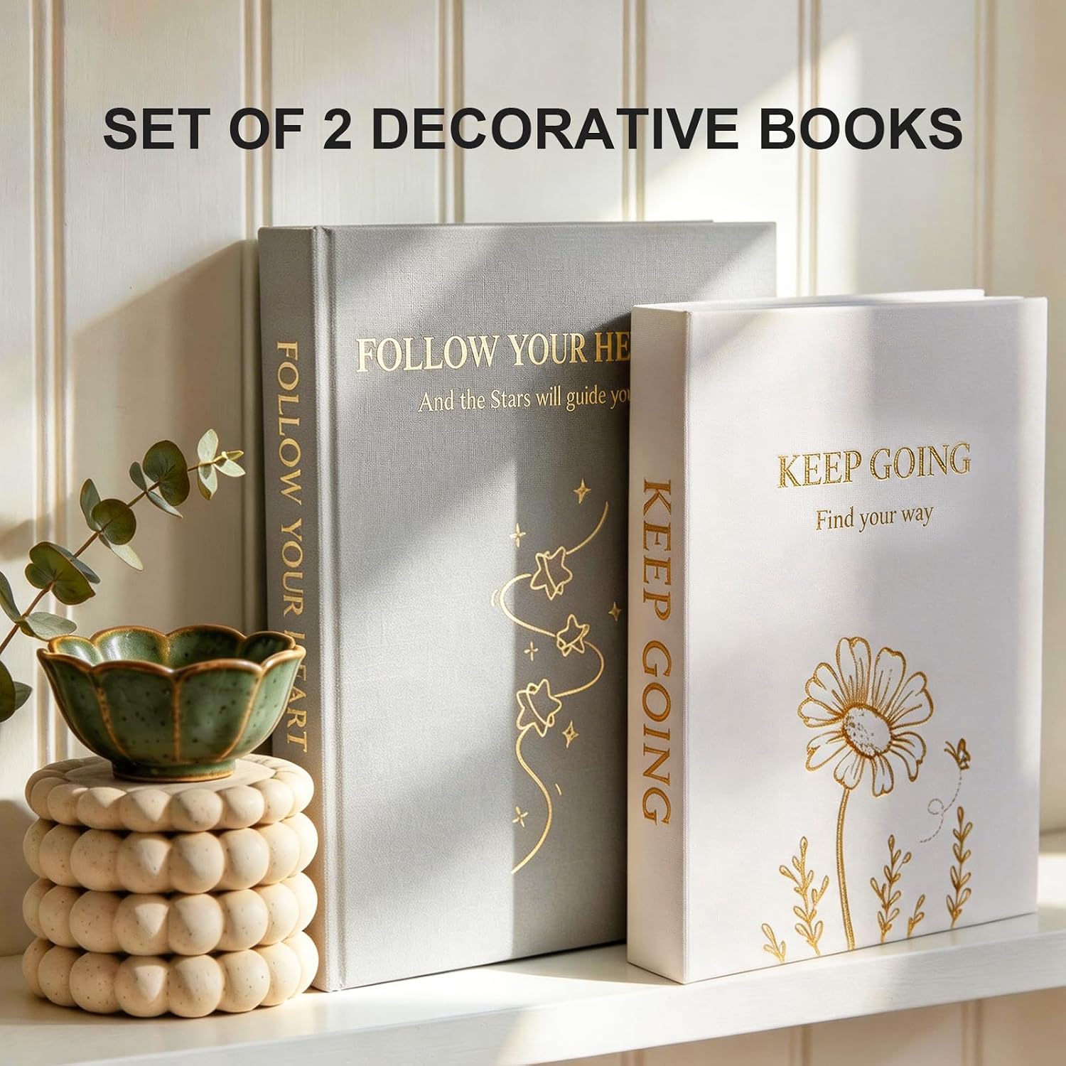 2 Linen Coffee Table Books / Gray-off-white