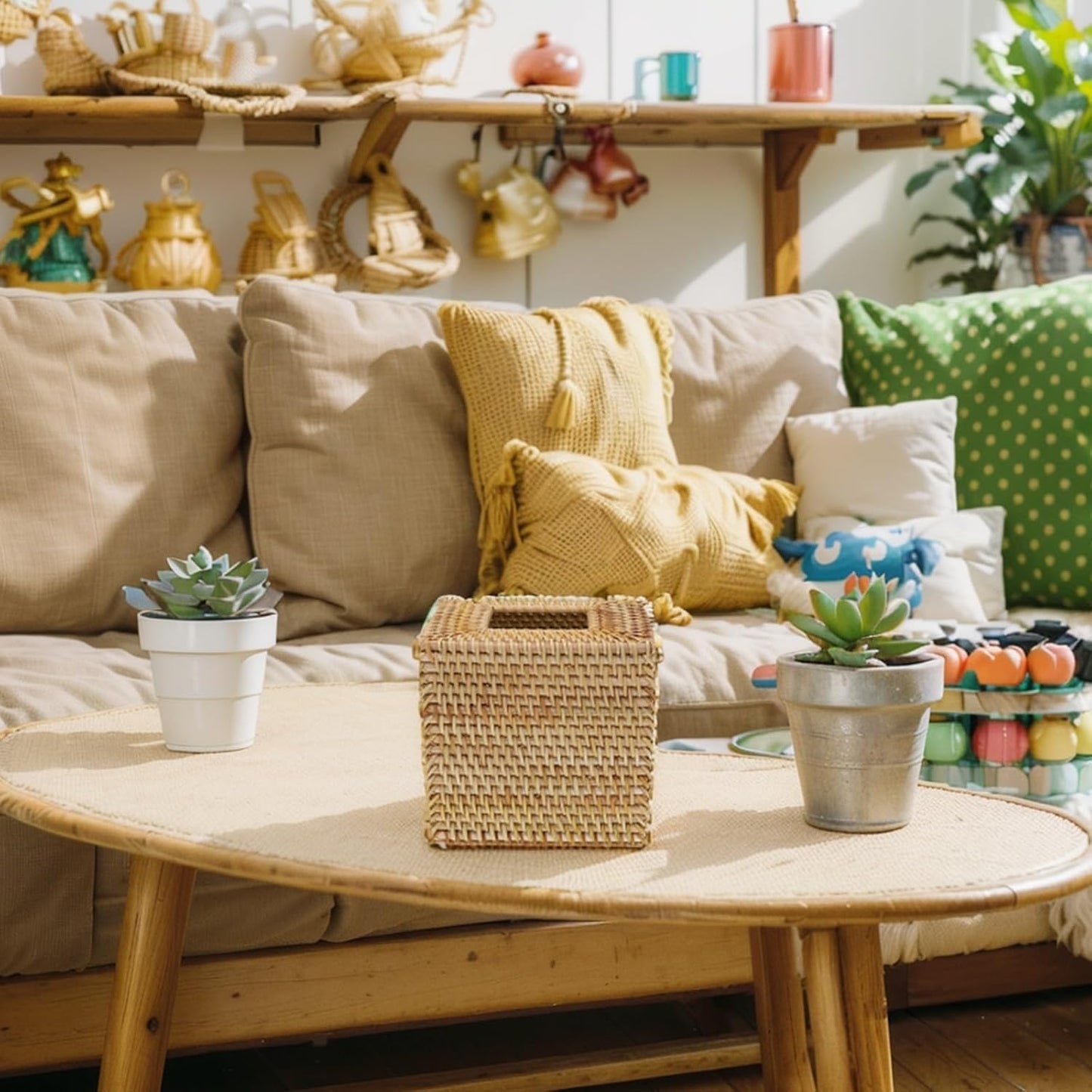Rattan Tissue Box Cover