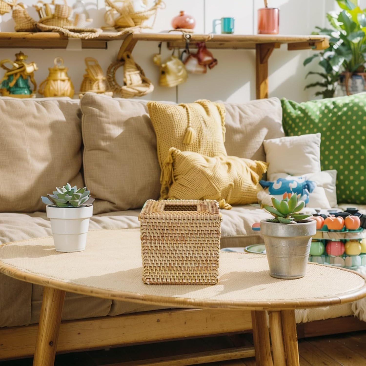 Rattan Tissue Box Cover