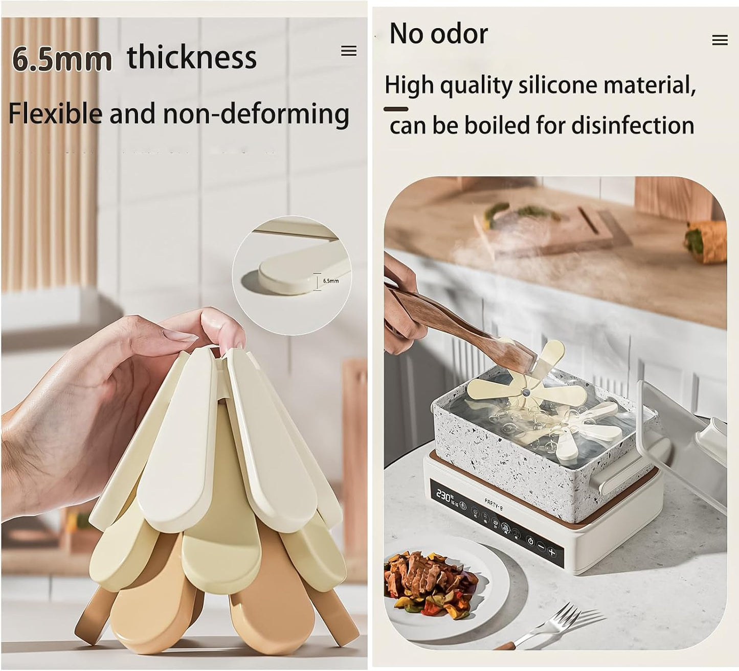 Silicone Heat Resistant Hot Pads + 1 Stand / Set of 3