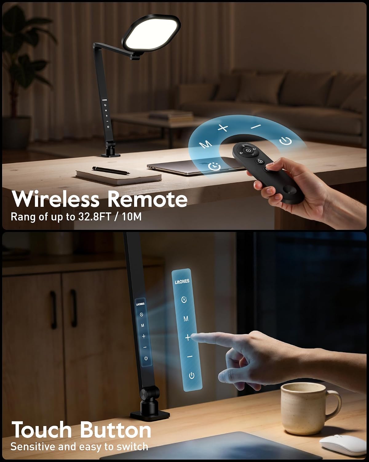 LED Desk Lamp for Home Office with Clamp, Remote, 30 Modes | Eye-Care, Pro Lighting for Zoom Meeting, Video Streaming