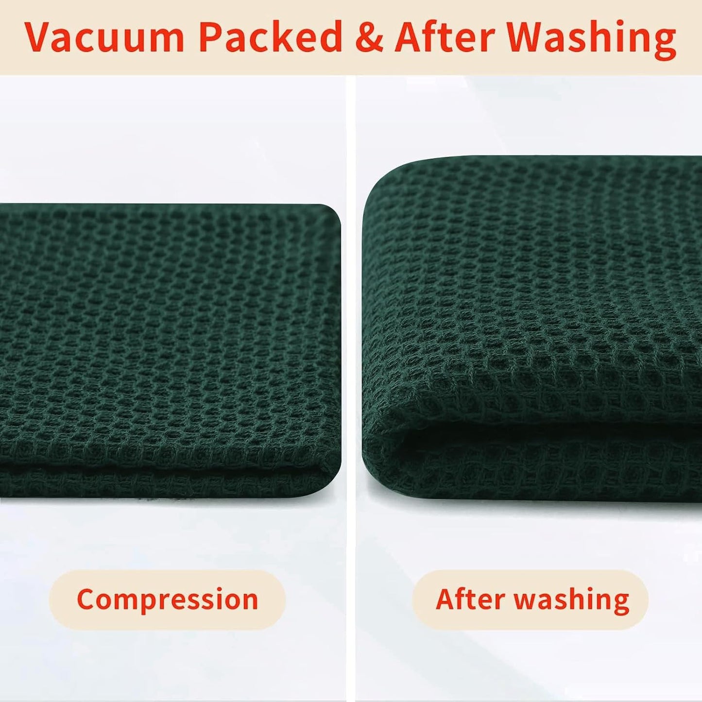 Homaxy 100% Cotton Waffle Weave Kitchen Dish Cloths 12-Pack, Blackish Green | 12 x 12 Inches, Ultra Soft Absorbent Dish