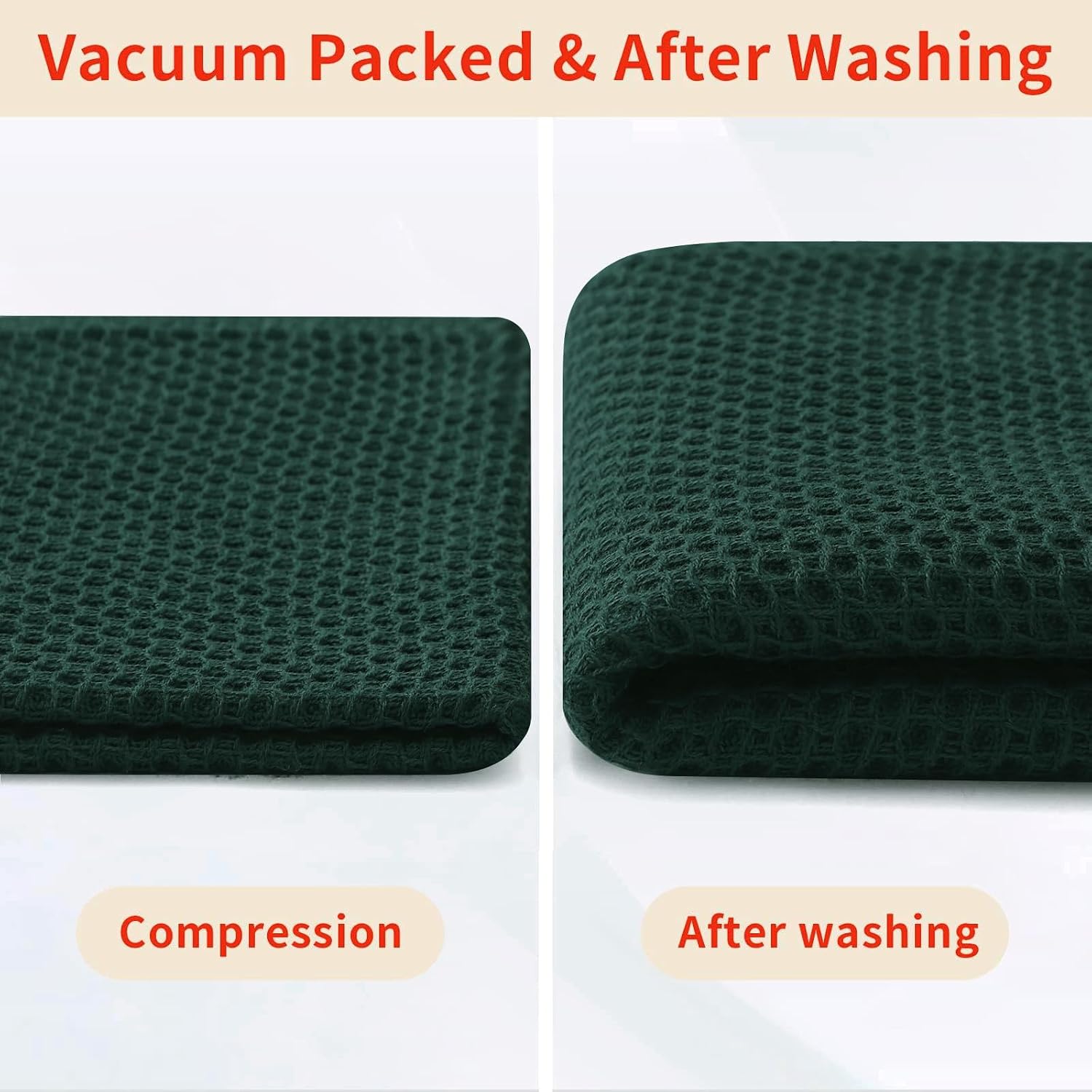 Homaxy 100% Cotton Waffle Weave Kitchen Dish Towels 8-Pack, Blackish Green | 13 x 28 Inches, Ultra Soft Absorbent Dish