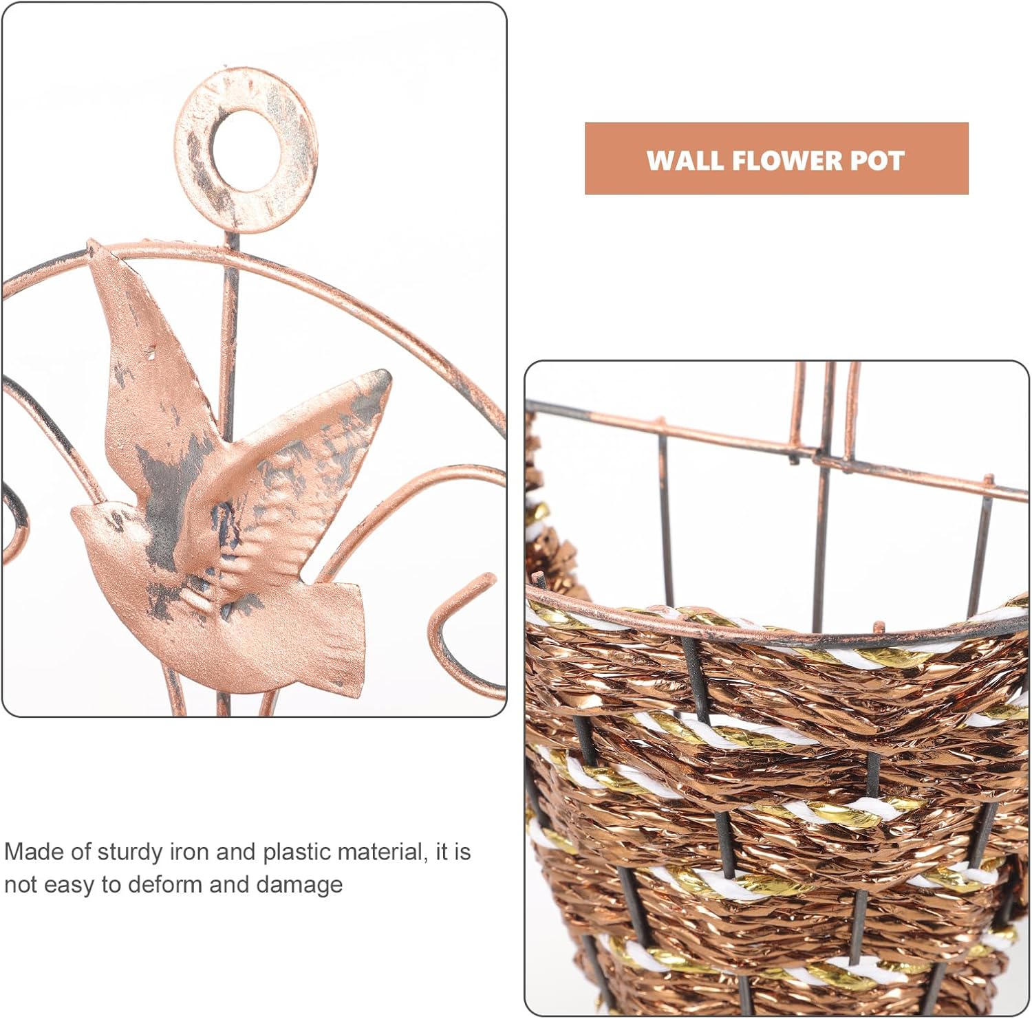 Wall Hanging Flower Pots Rattan Planter Basket Set In Space-Saving / 12.40 x 5.51 x 2.75 / Set of 2