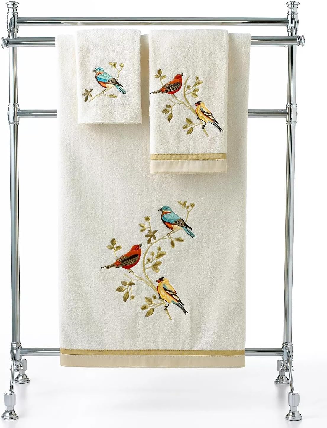 Avanti Linens - Fingertip Towel, Soft & Absorbent, Nature Isnpired Bathroom Decor (Gilded Birds Collection) | 100%