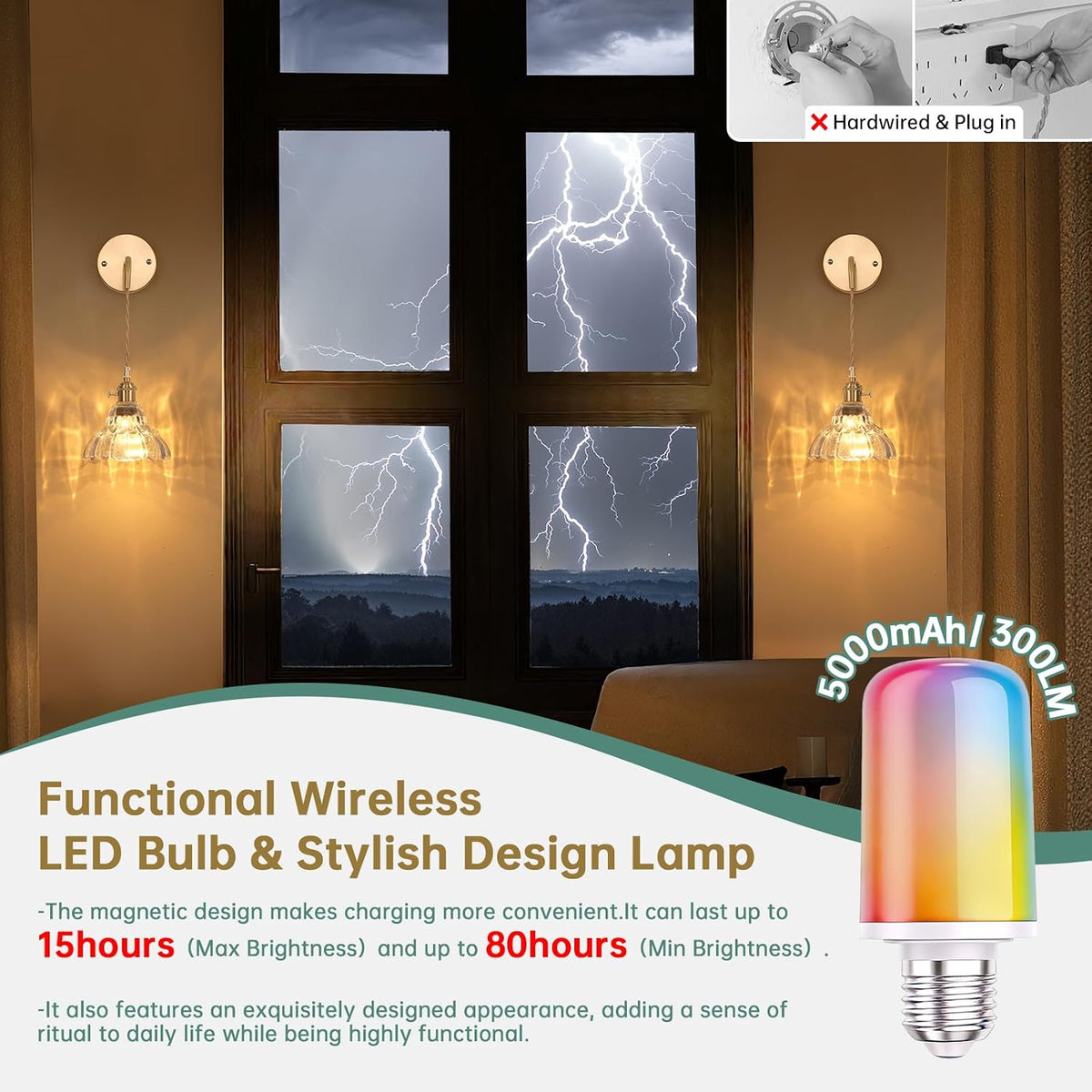 Shenmoyl Vintage Battery Operated wall sconces Set of 2, Wall Lamps with Clear Lily of the Shade Pattern Glass