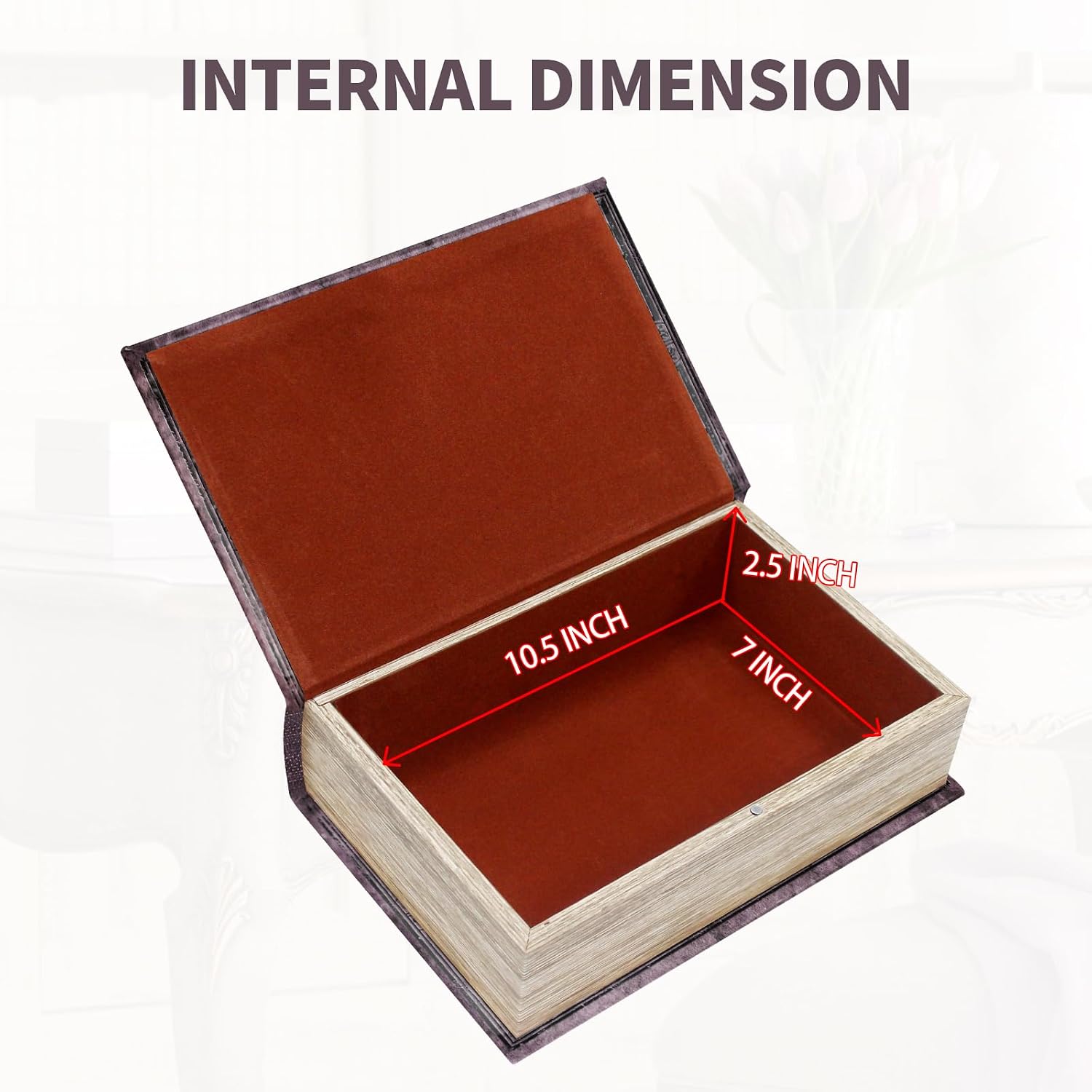 Leather Book Shaped Box Decorative Storage / Classical Violet