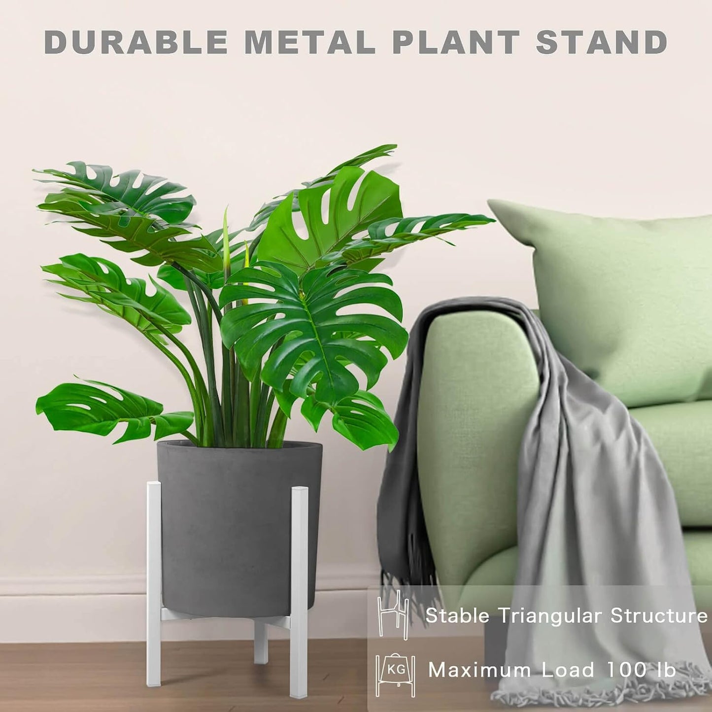 Adjustable Plant Stand Pack of 2 , Metal Planter Stands Indoor Outdoor, Mid Century Modern Plant Holder, Fit 8 10 12