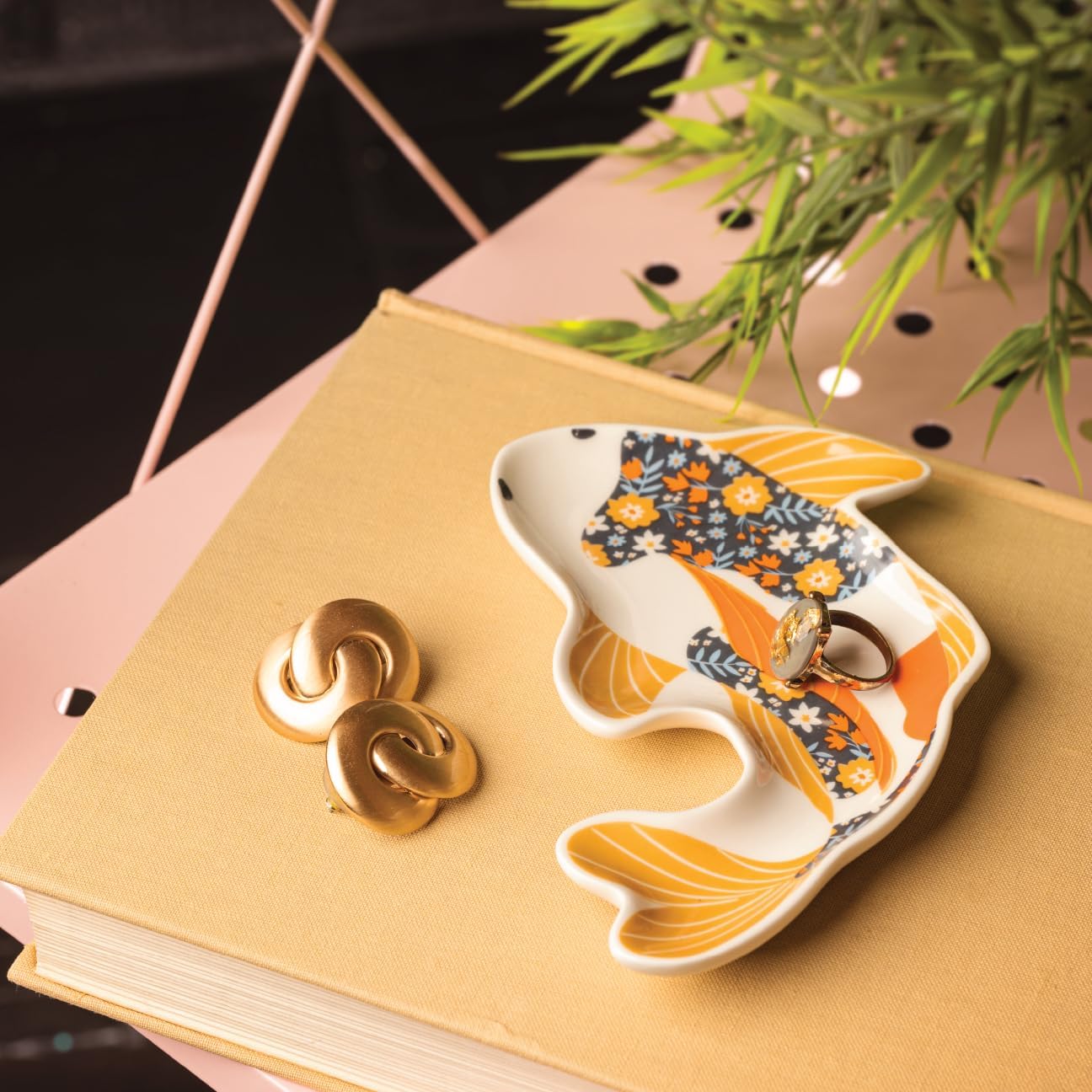 Calico Trinket Tray / Mushroom