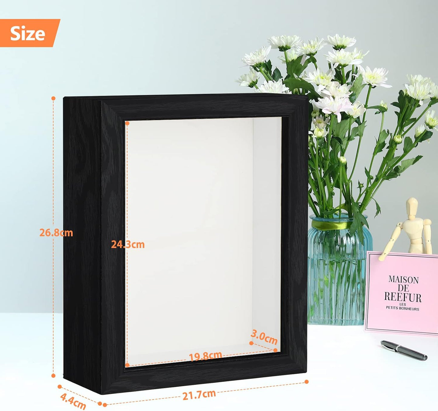2pcs 8x10 Shadow Box Frame, 3D Picture Frame Display Cas with Real Transparent Glass for Photos, Memorabilia, Crafts