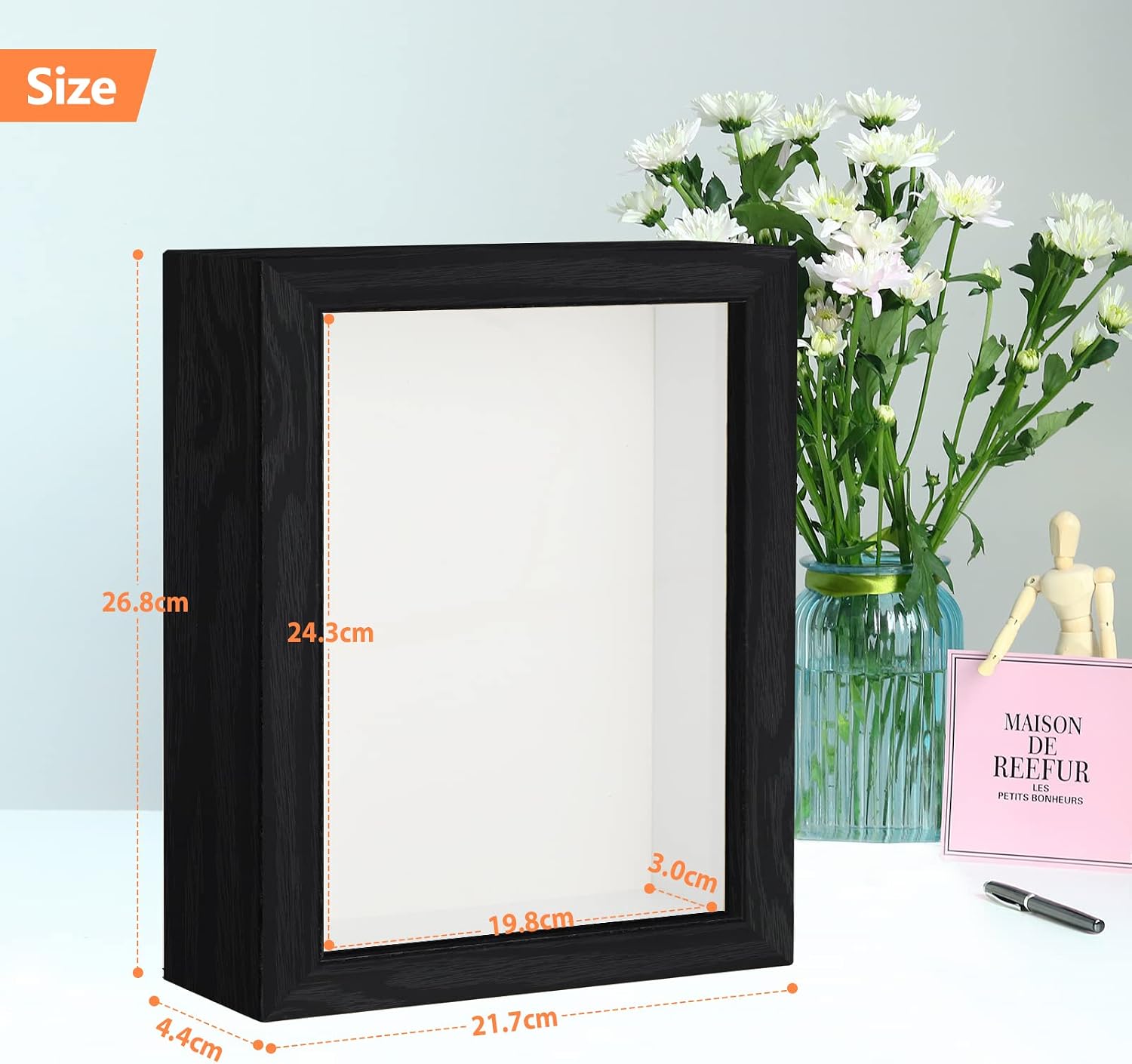 2pcs 8x10 Shadow Box Frame, 3D Picture Frame Display Cas with Real Transparent Glass for Photos, Memorabilia, Crafts