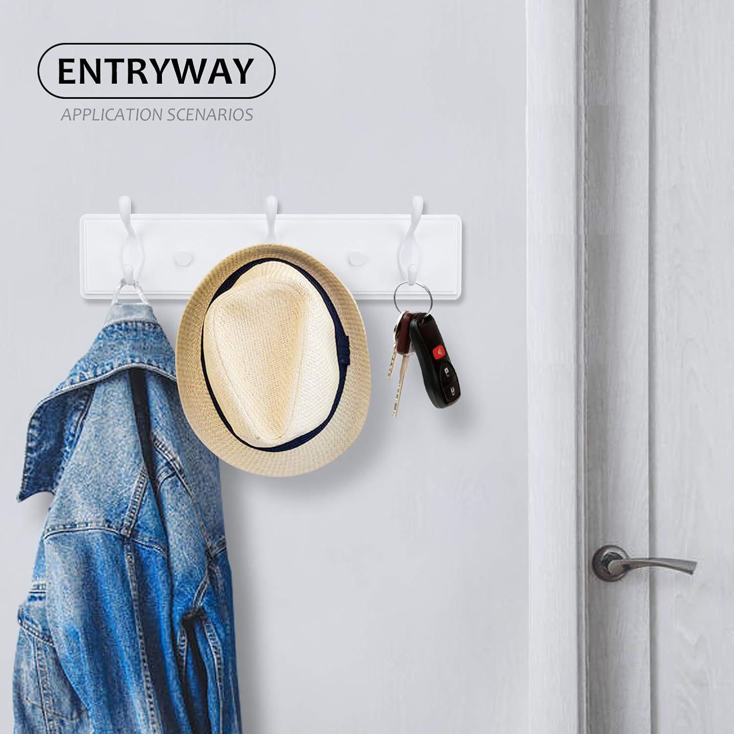 Wooden Coat Rack / White / 3 Hooks