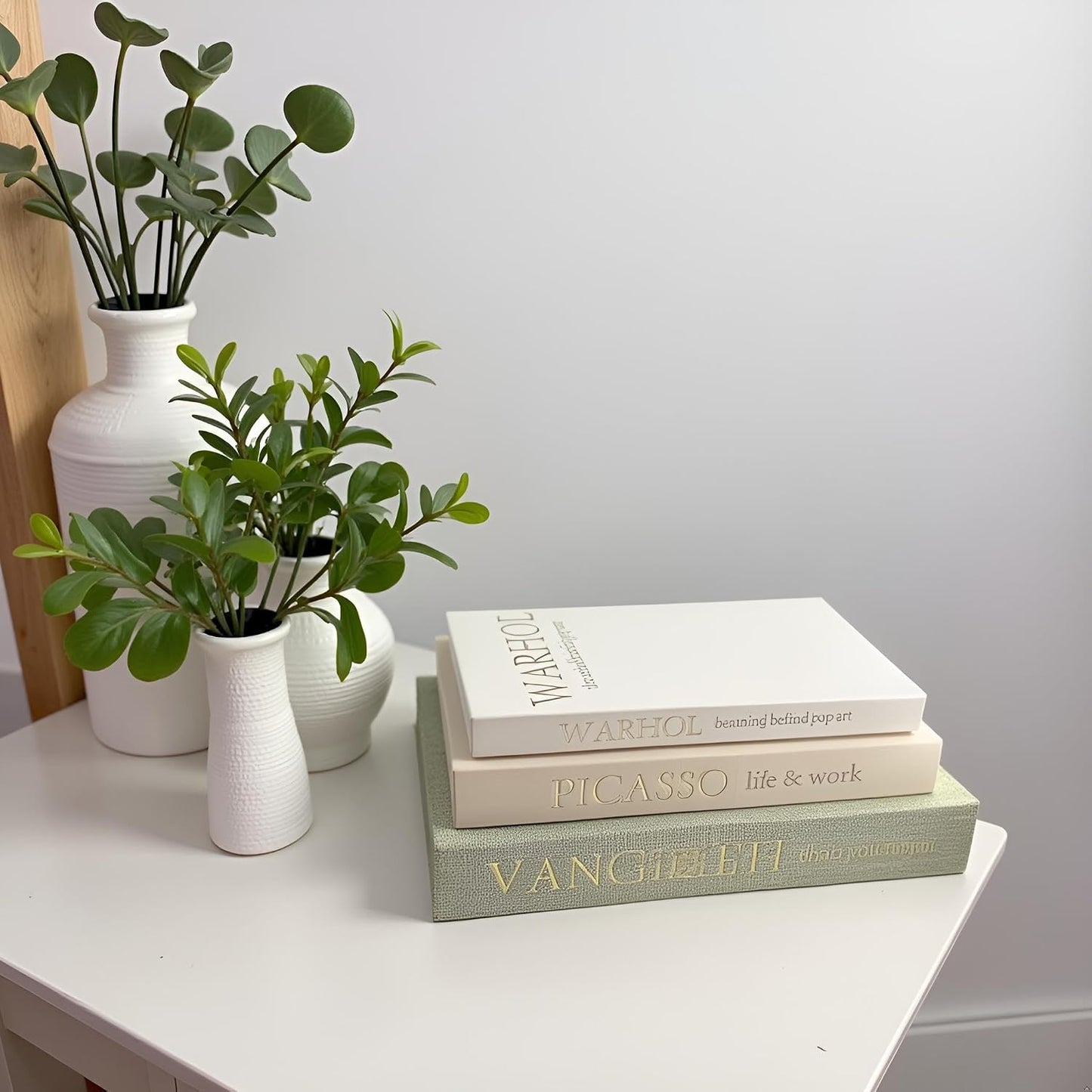 Linen Faux Fake Books for Decor Aesthetic / Mint Green & Beige & Apricot / Set of 3