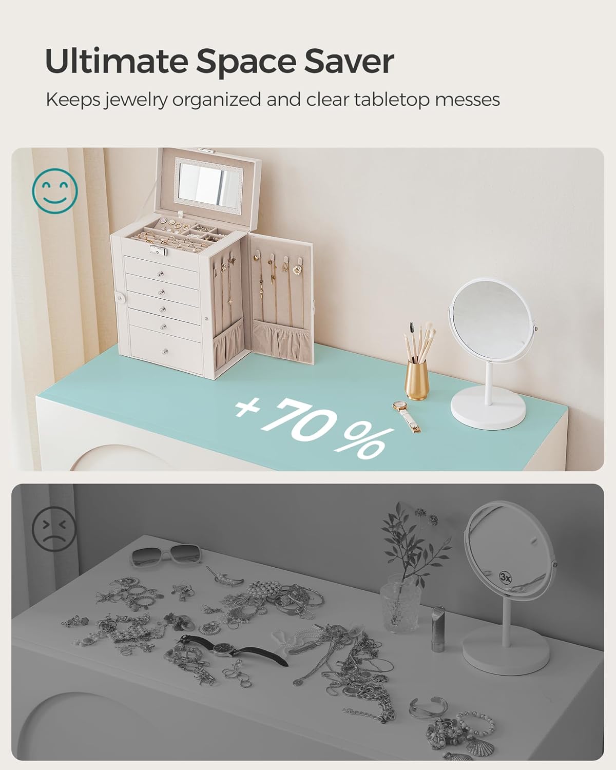 6-Layer Jewelry Box Organizer / 6 Tier / White