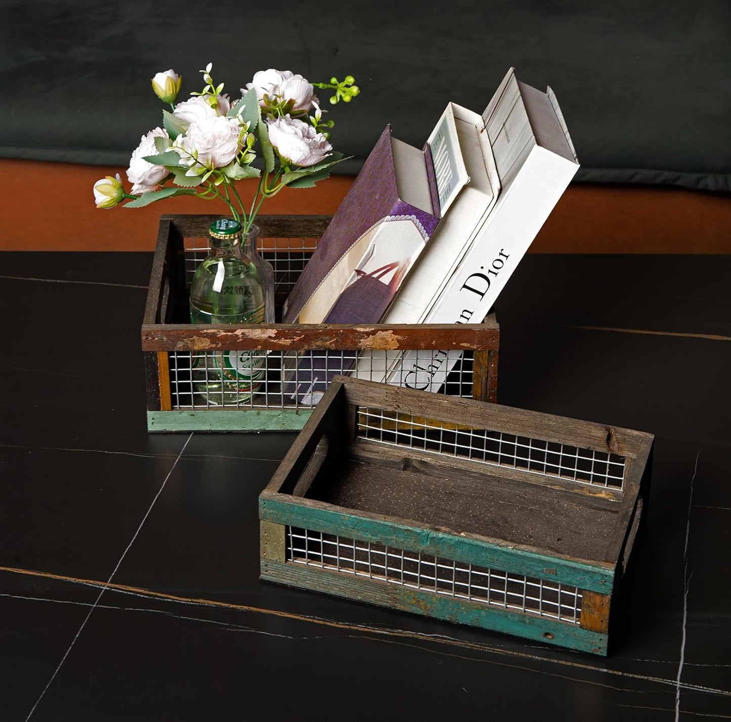Rustic Wooden Countertop Baskets / Set of 2