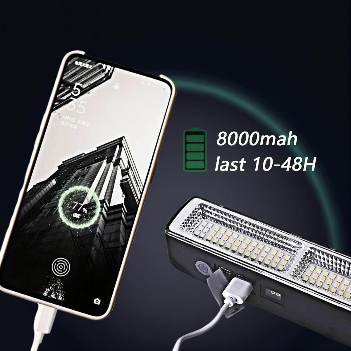 Magnetic Led Light Bar 8000mah 16.14in Super Bright,Reachageable Utility Work Light Tube Use for Car
