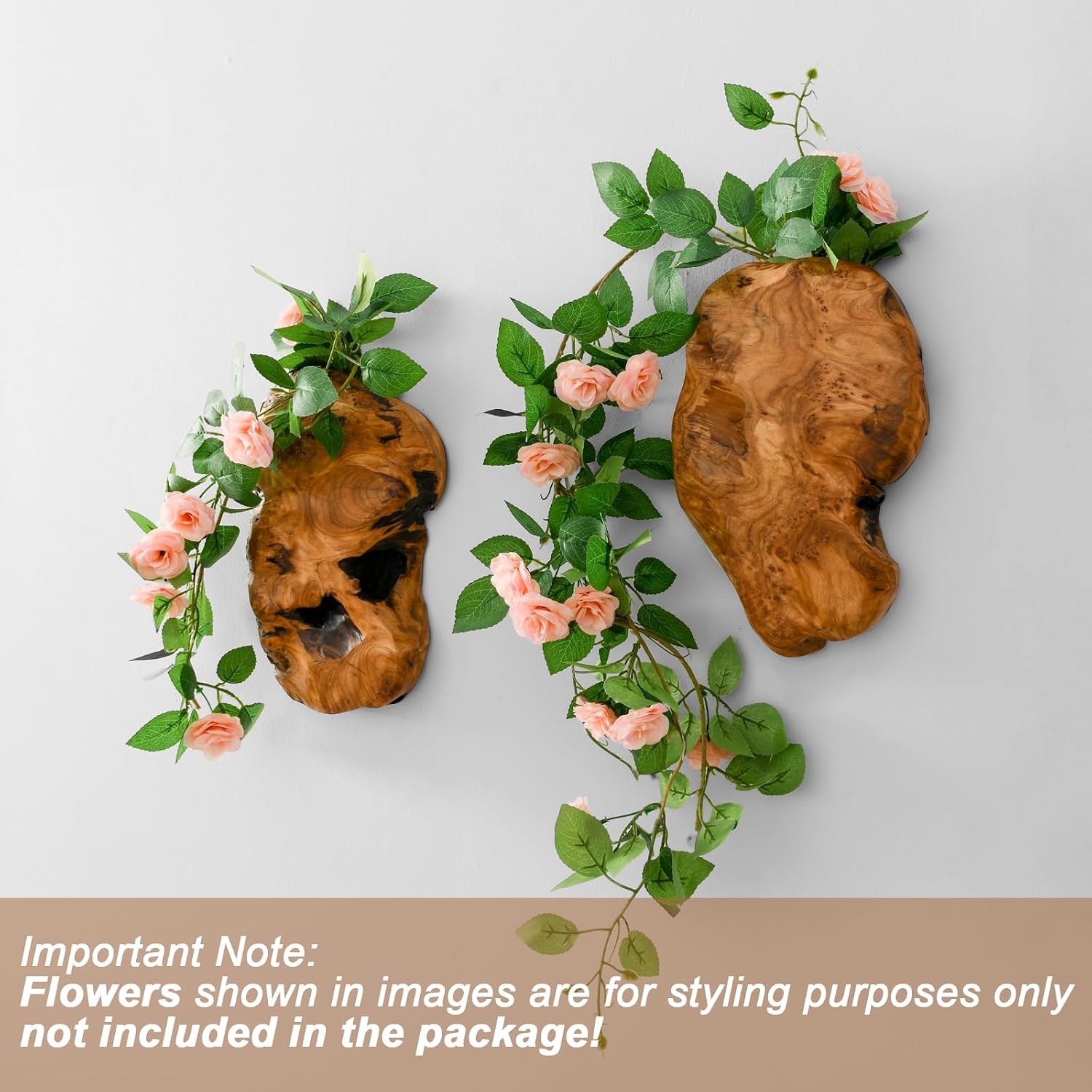 Cedar Wood Live Edge Wall Vases / Natural / Set of 2