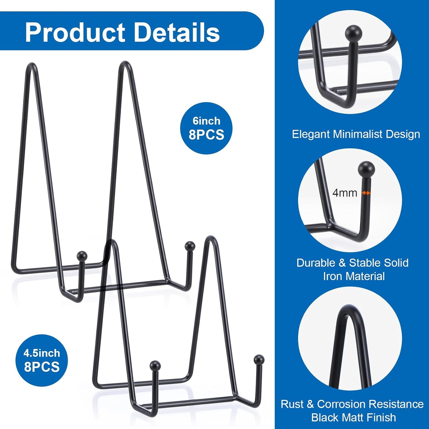 Metal Picture Frame Holders & Easel Stands for Books / Set of 16