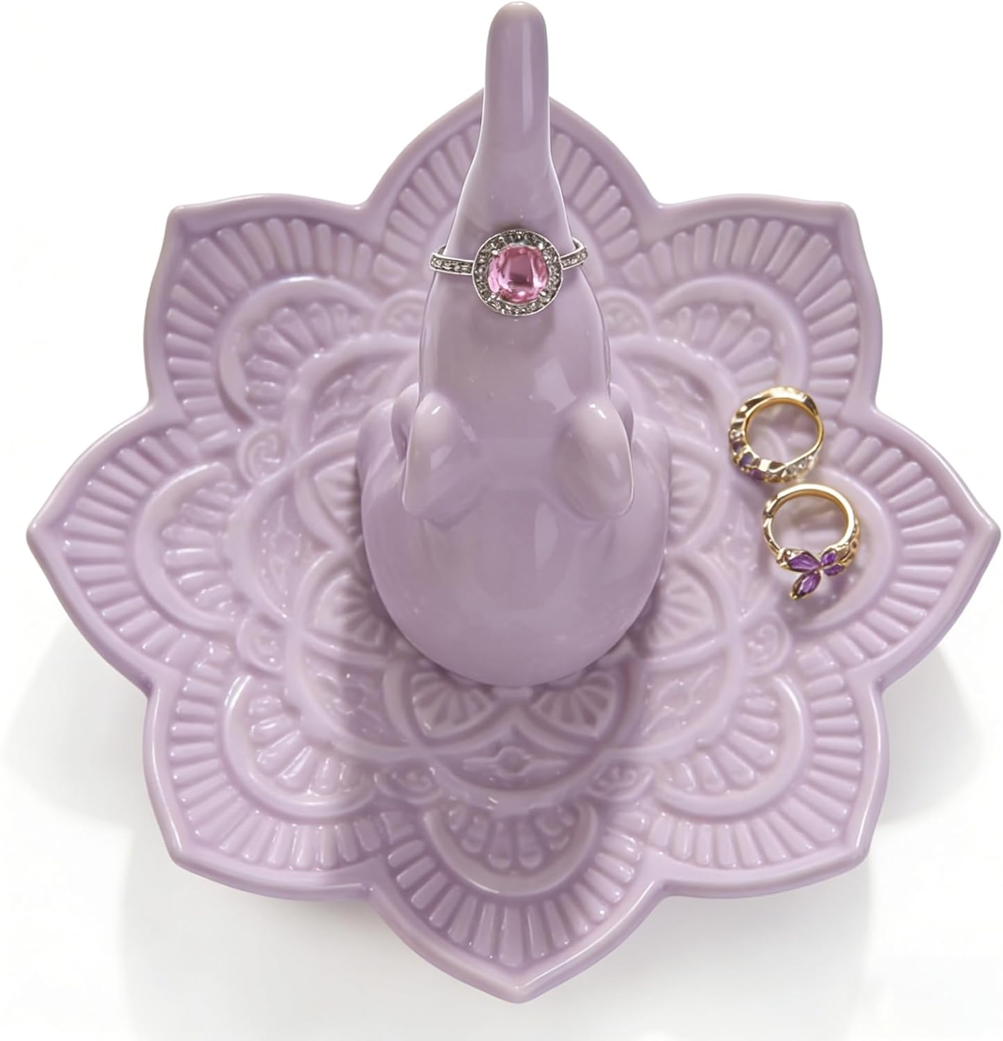 Elephant Ring Holder Jewelry Dish for Women / Purple