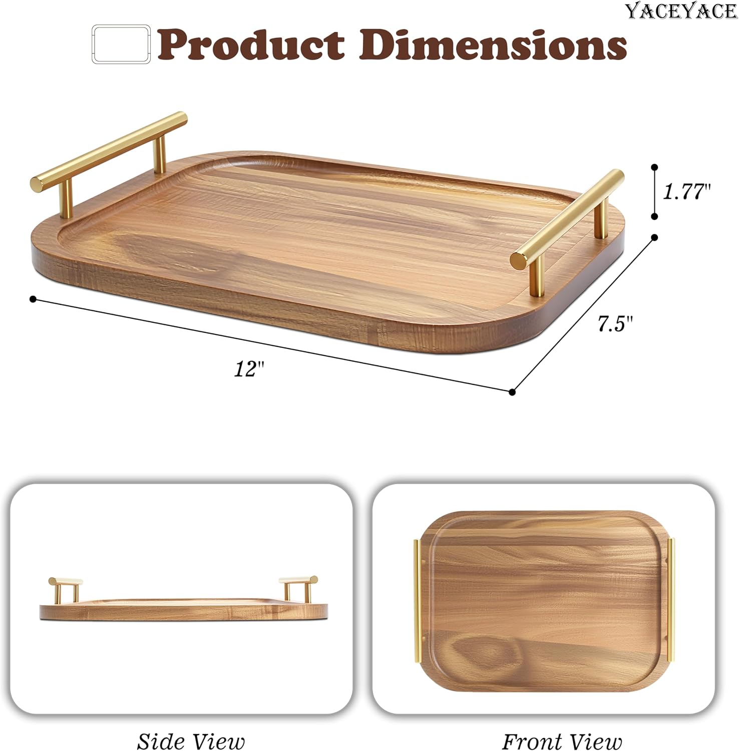 Small Wood Tray / Acacia Wood / 12 x 7.5 x 1.8