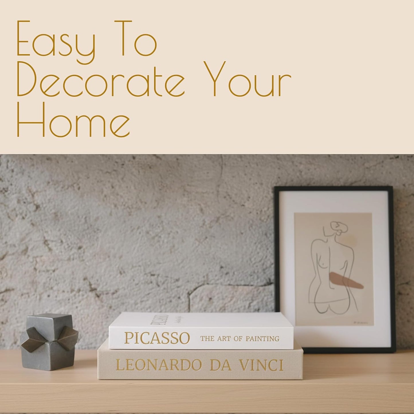Neutral Linen Books / Picture Frame Set