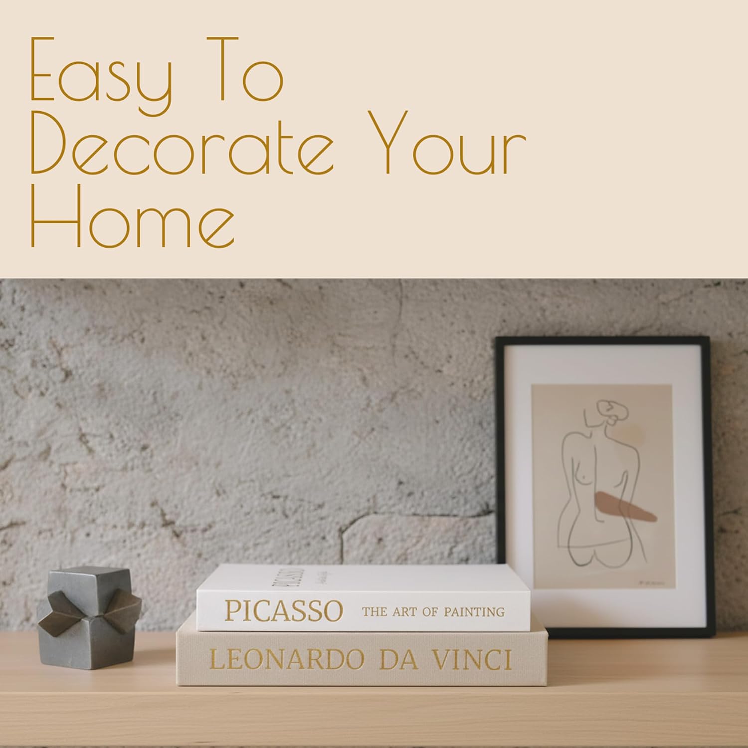 Neutral Linen Books / Picture Frame Set