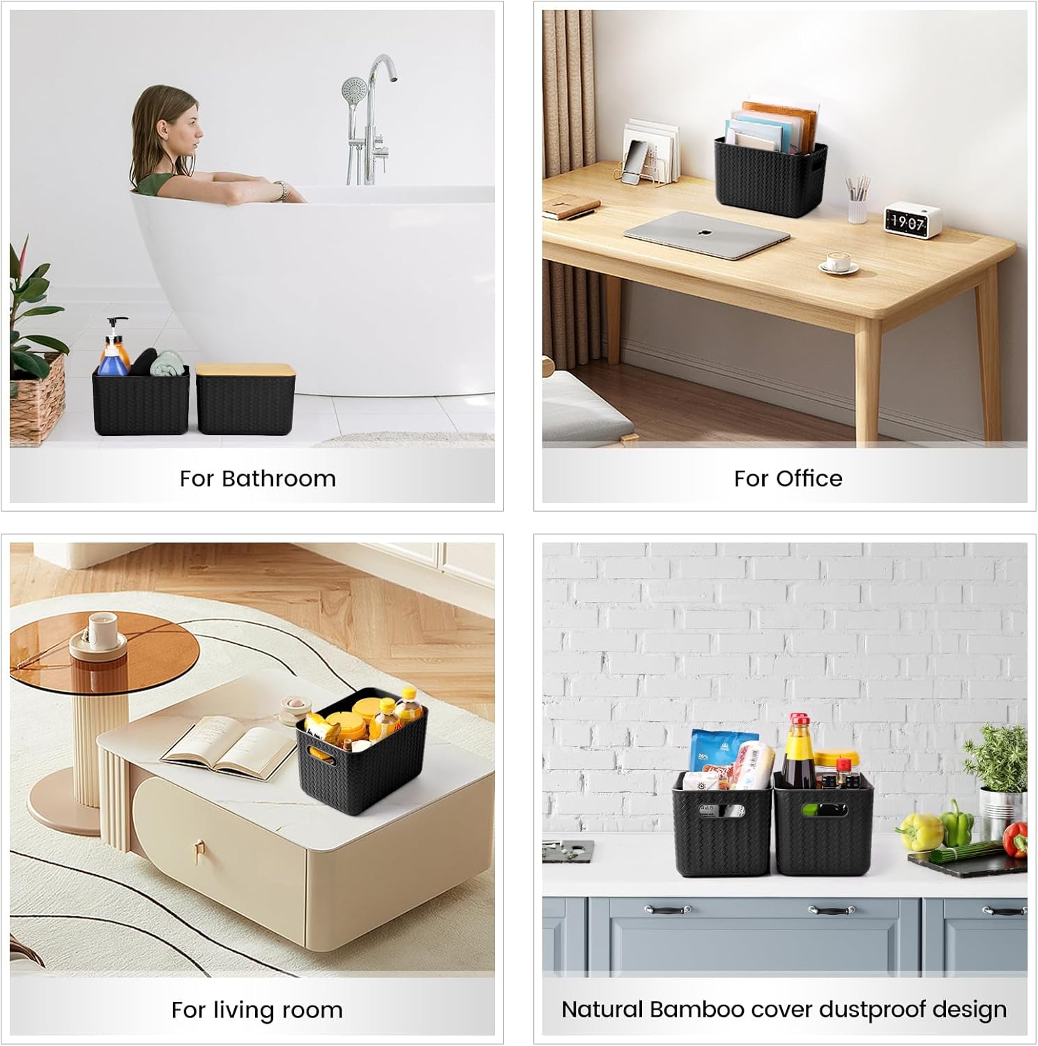 4 Packs Storage Bins / Black