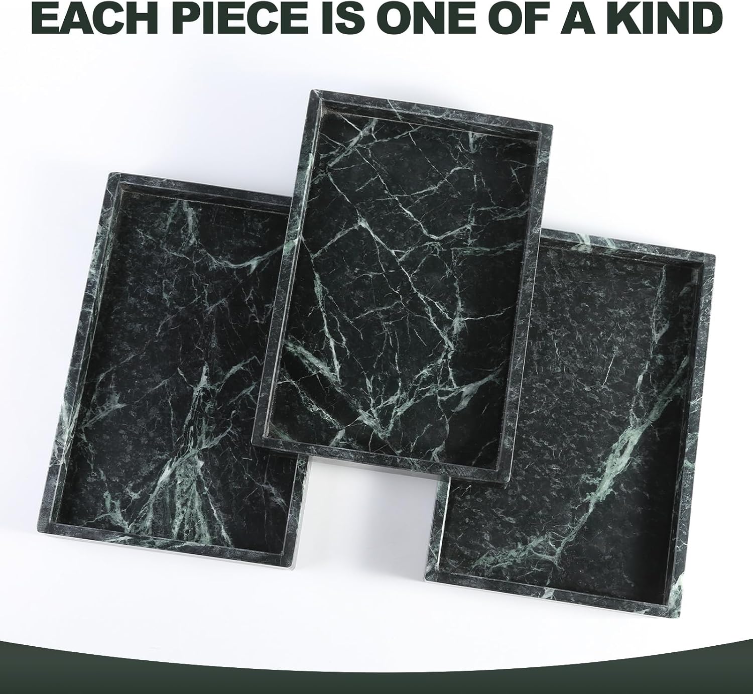 Natural Marble Tray / Indian Green / 12 x 8 x 0.8