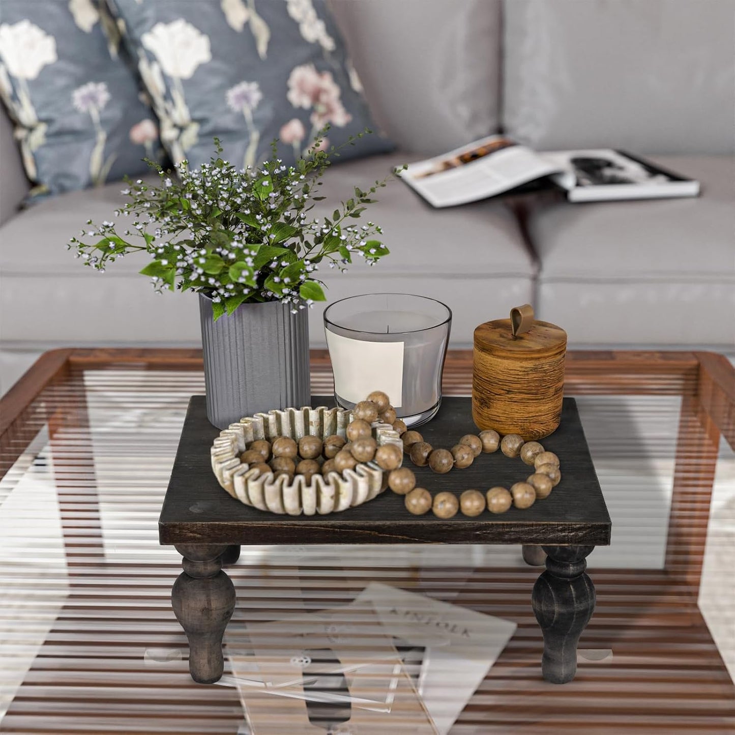 Rustic Washed Black Tray Riser / Rectangular - Wash Black