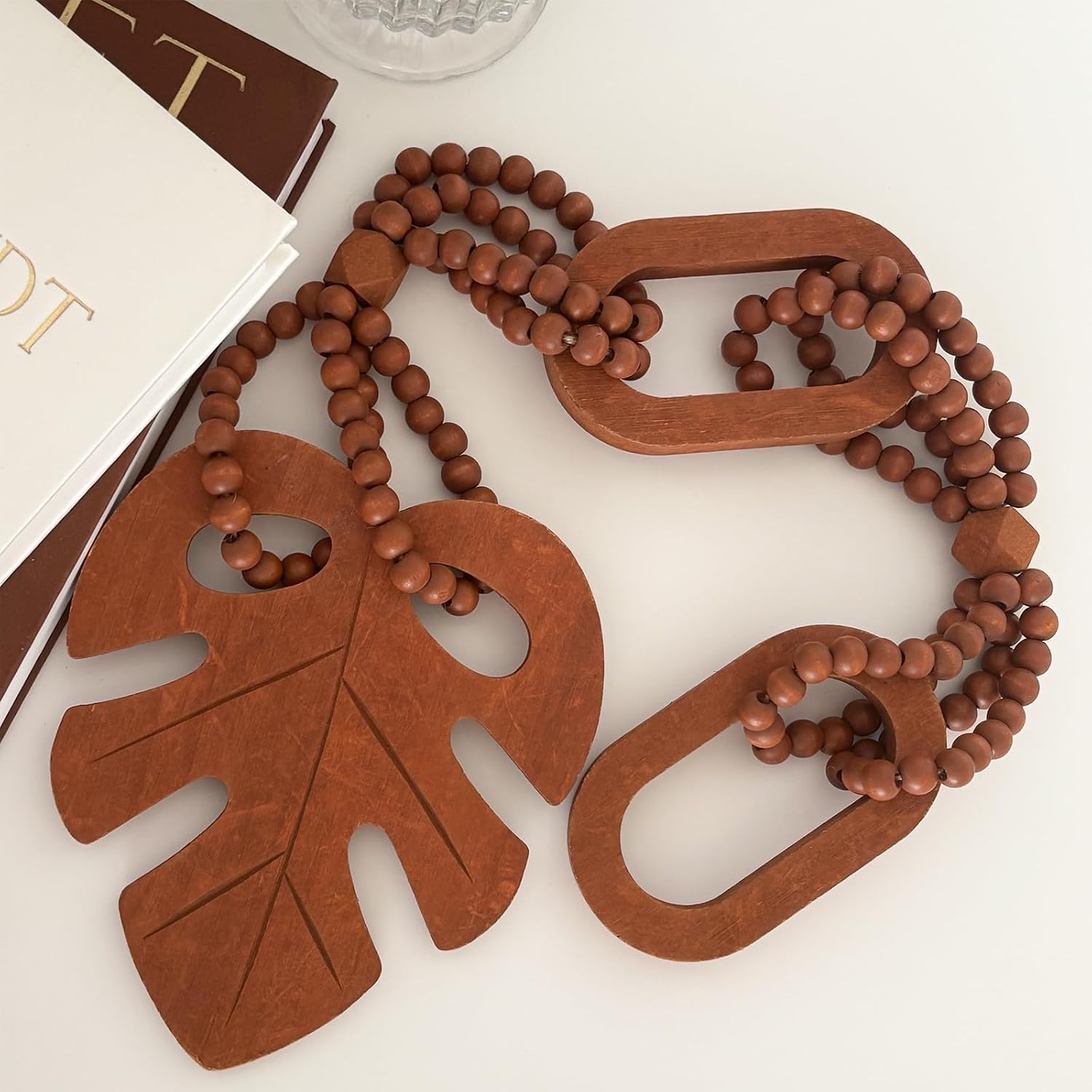 Knot Beaded Garland Decor / Brown
