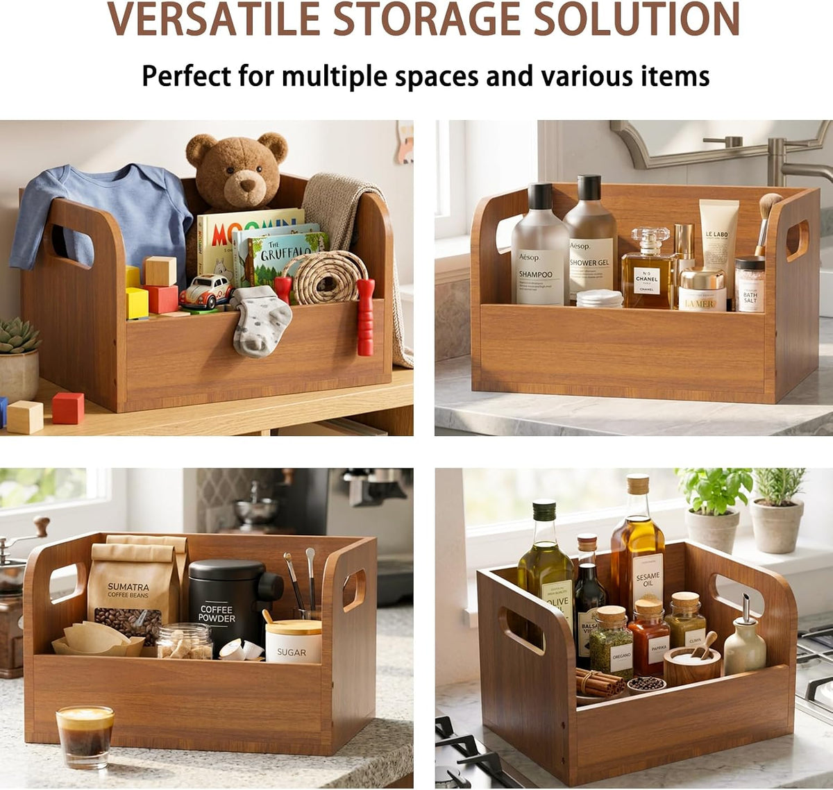 100% Solid Wood Vinyl Record Storage Retro & Sturdy Wooden Vinyl Crate | Vinly Record Holder for Albums Books Files