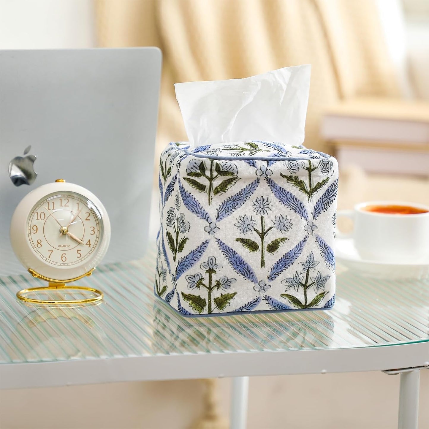Fabric Tissue Box Cover / Blue