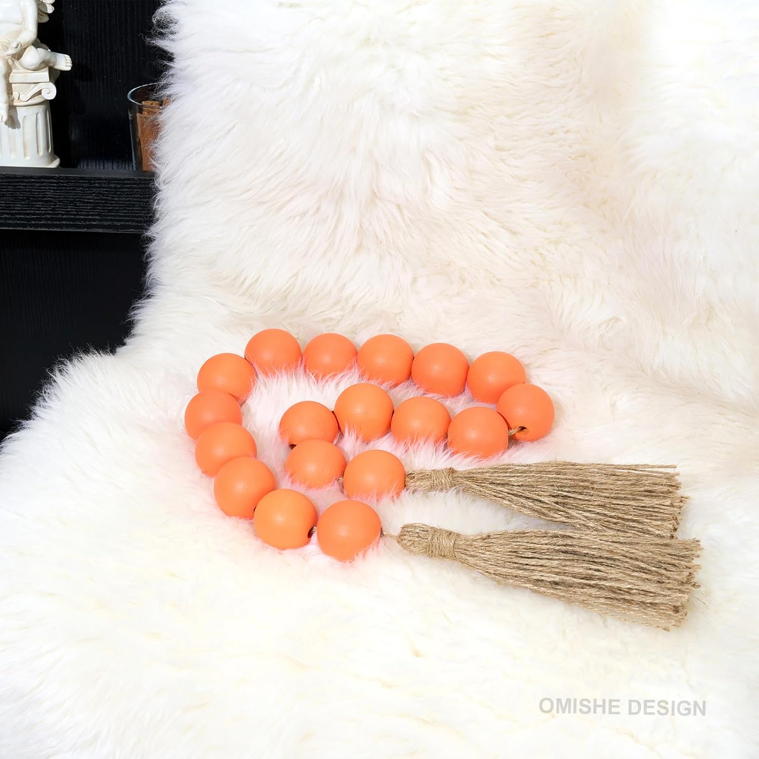 Extra Large Wood Bead Garland Orange / 8 Orange / 41 Inches