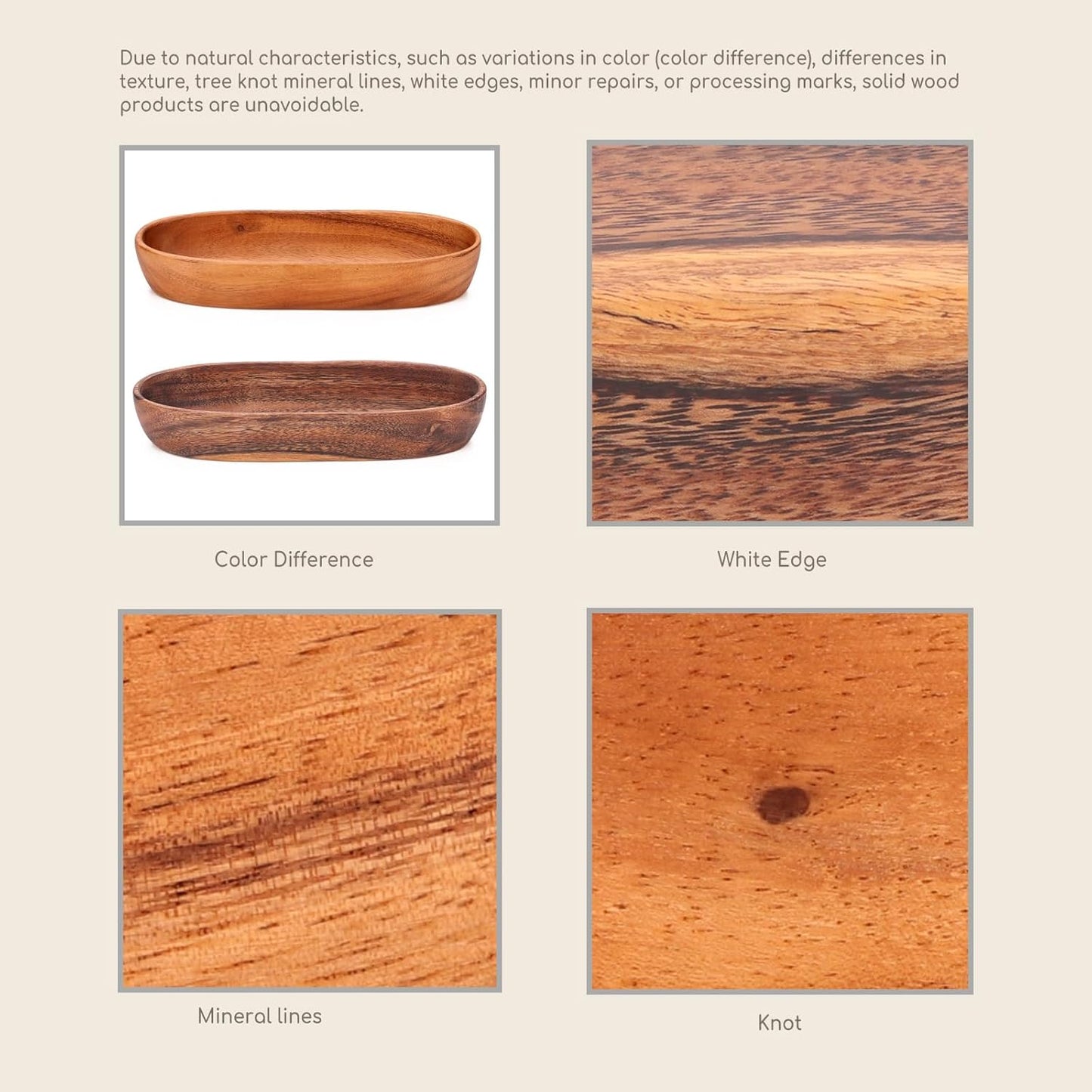 Wooden Oval Decorative Bowl Handcrafted Boat Shaped Tray Catchall for Keys Candy / 10 x 3.4 x 1.8