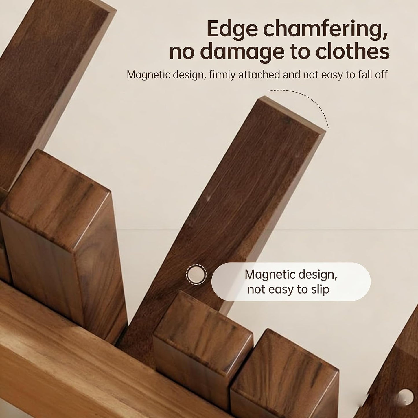 Wooden Magnetic Wall Hooks / Walnut / 6hooks