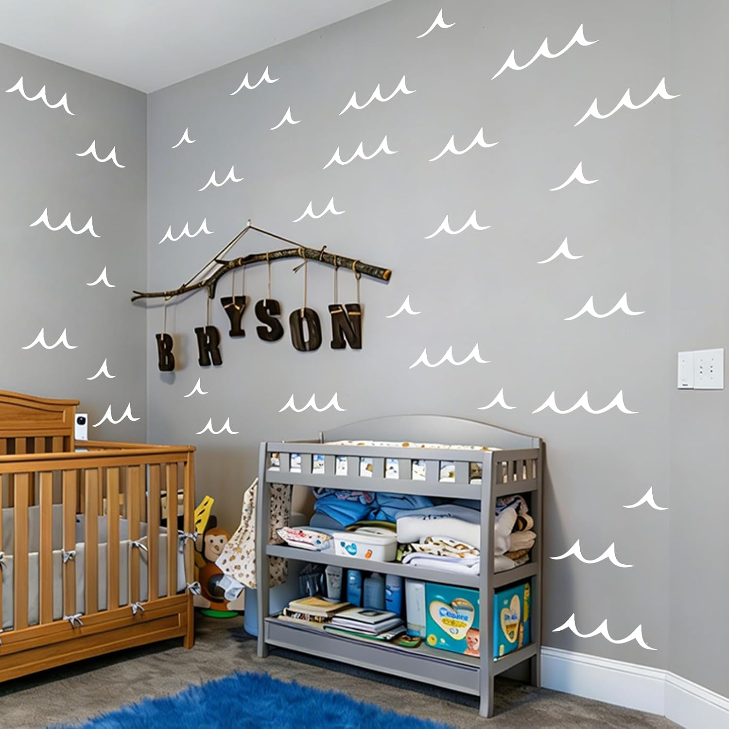 Soft Sea Ripple Stickers / Ocean Wave Wall Decals / Blue