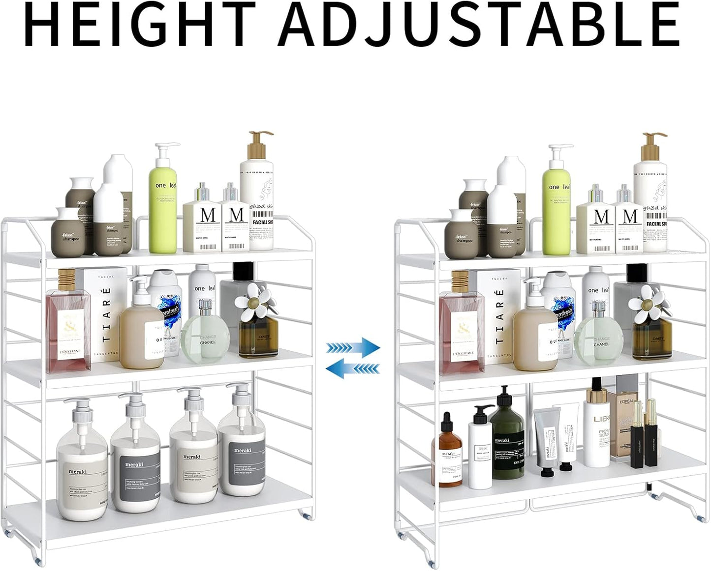 BOIVSHI Bathroom Countertop Organizer, 3-Tier Bathroom Counter Organizer, 8-Levels Height Adjustable, Bathroom