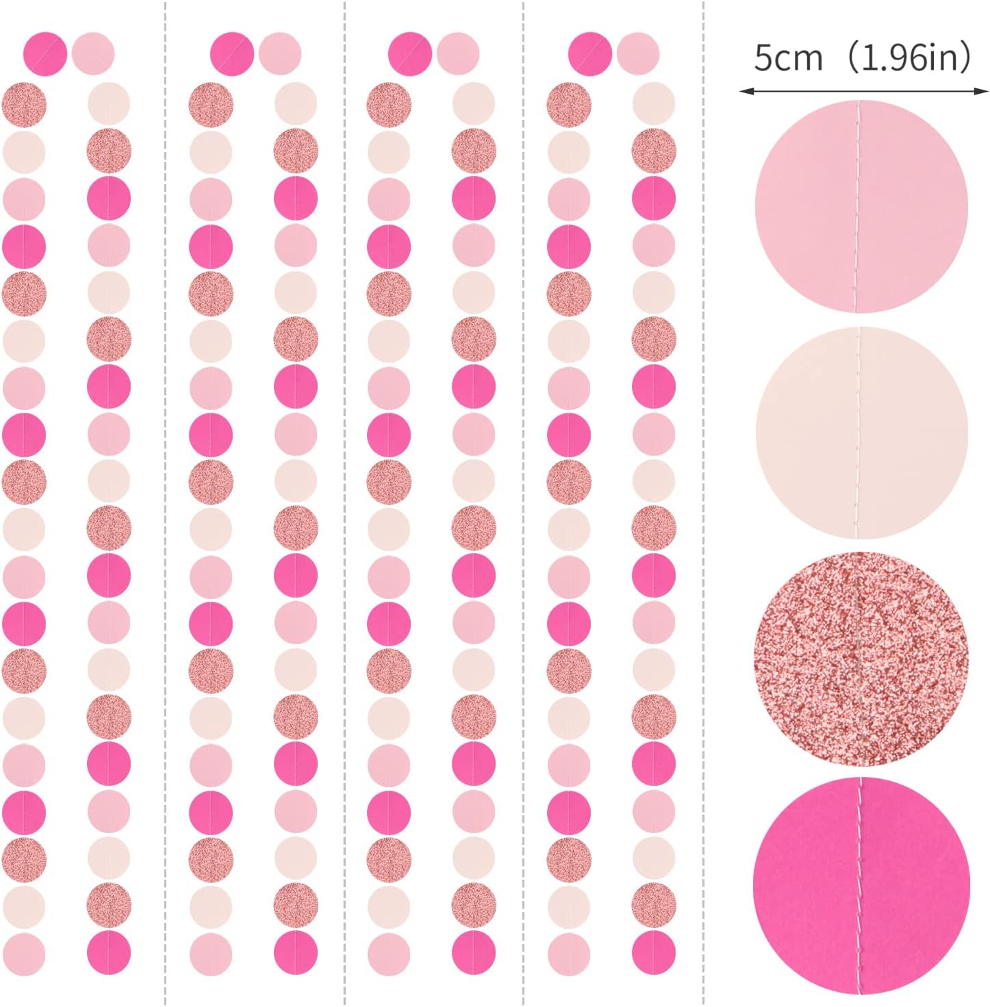 Hot-Pink Rose-Gold Party Decorations Garland / Pink Rose Gold / 52 Inch