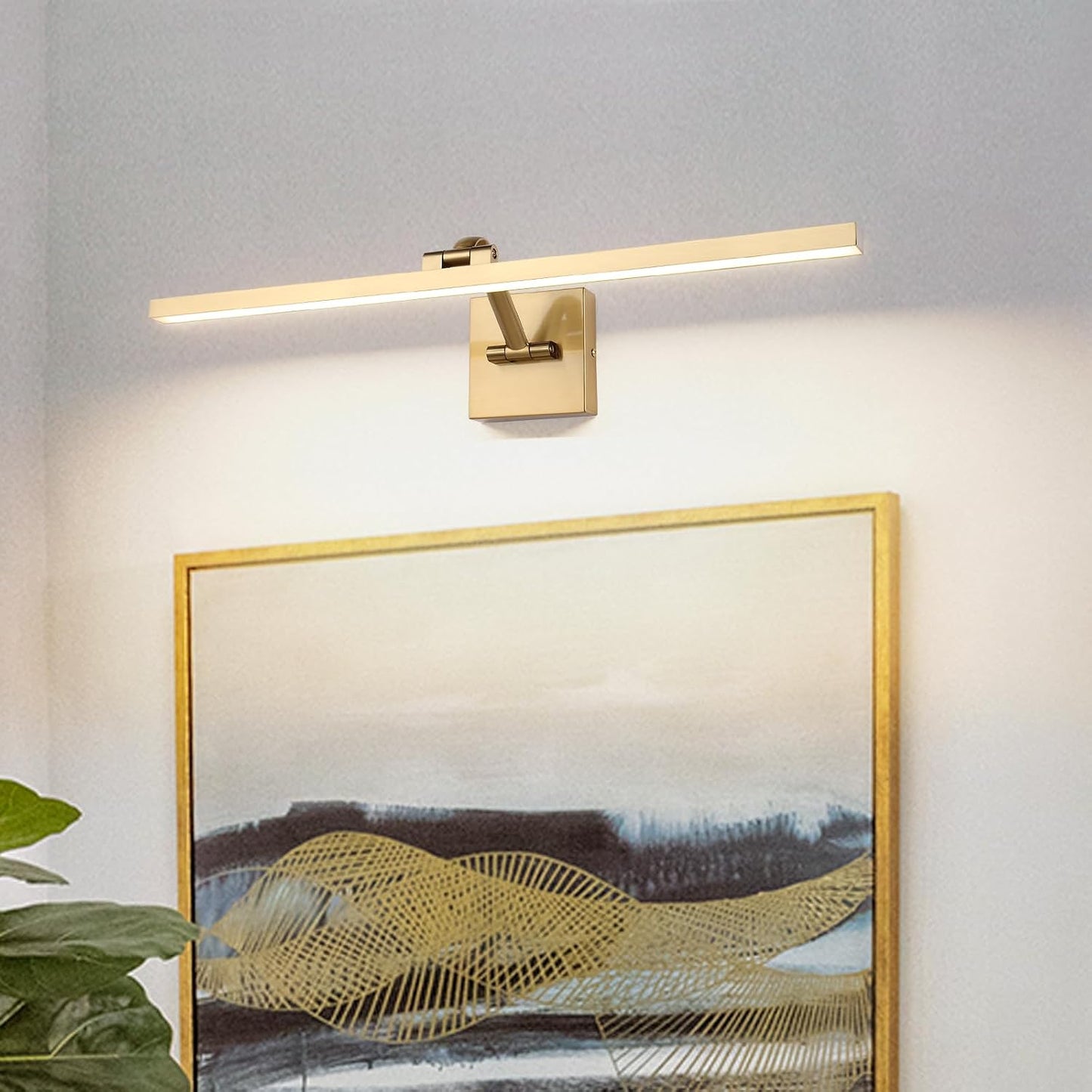 Hard-Wired Picture Lights 23.62 Inch Dimmable LED Wall Art Lighting 14W,2700K, Warm WhiteModern Brass Gallery Light